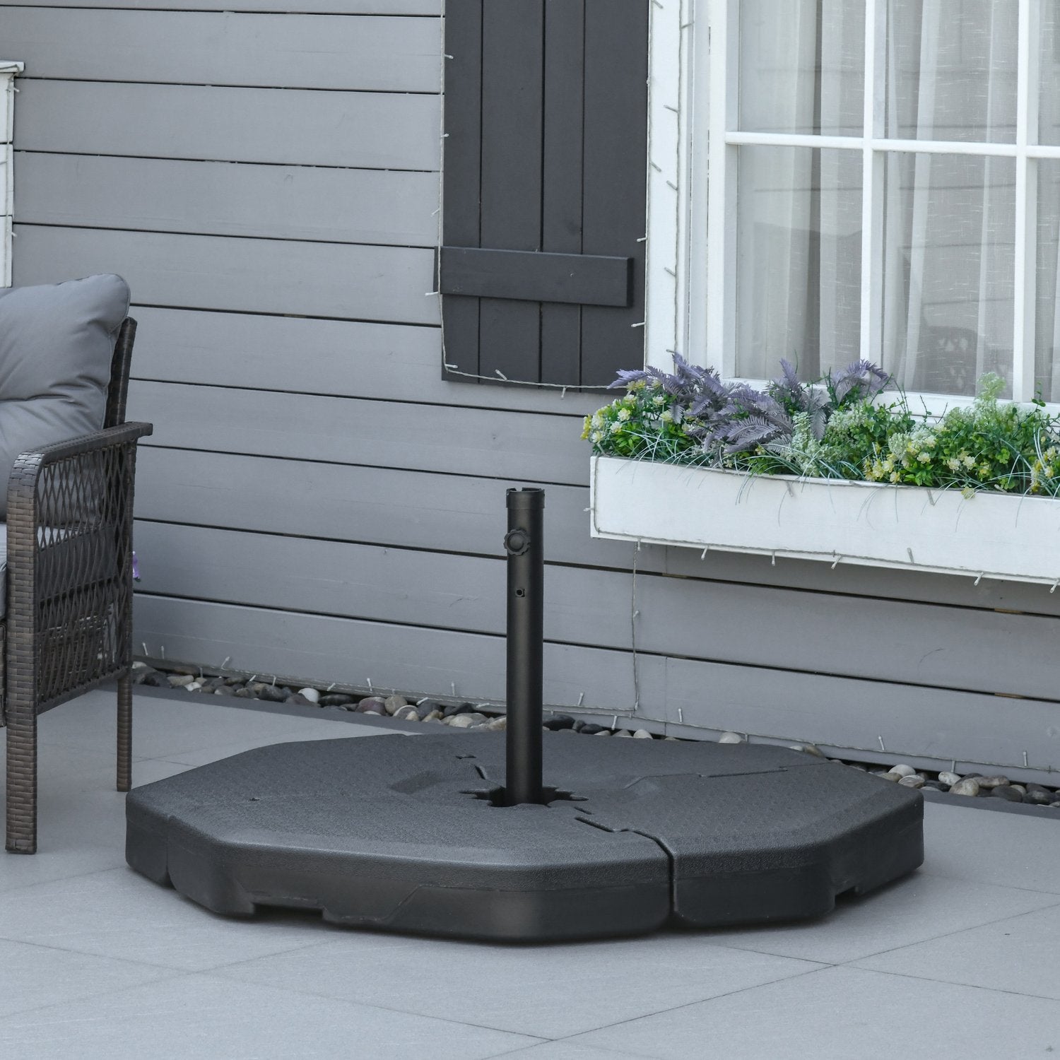 Paraplyviktsbas, 4-delad Heavy-Duty HDPE, 140 kg kapacitet