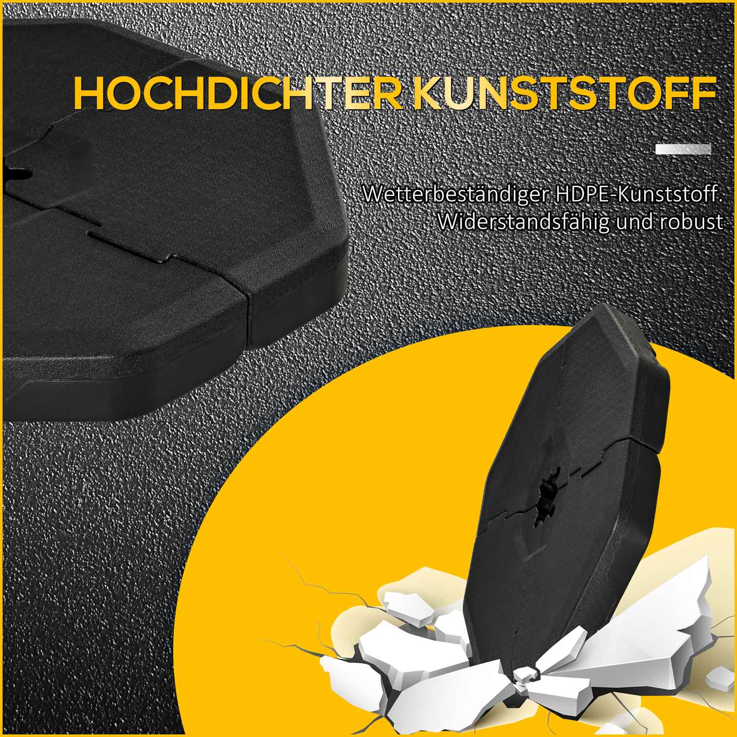 Paraplyviktsbas, 4-delad Heavy-Duty HDPE, 140 kg kapacitet