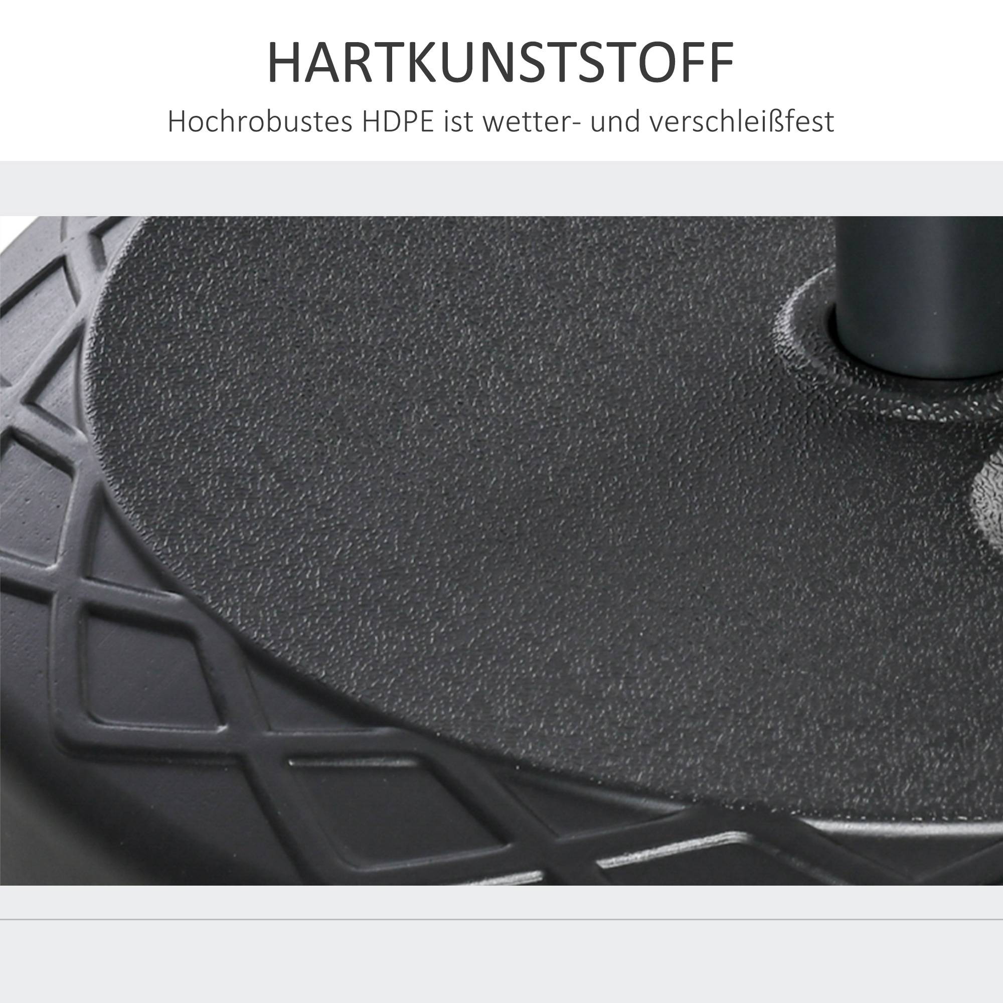 Parasollfot, HDPE, Passar 38/48 mm stänger, Svart
