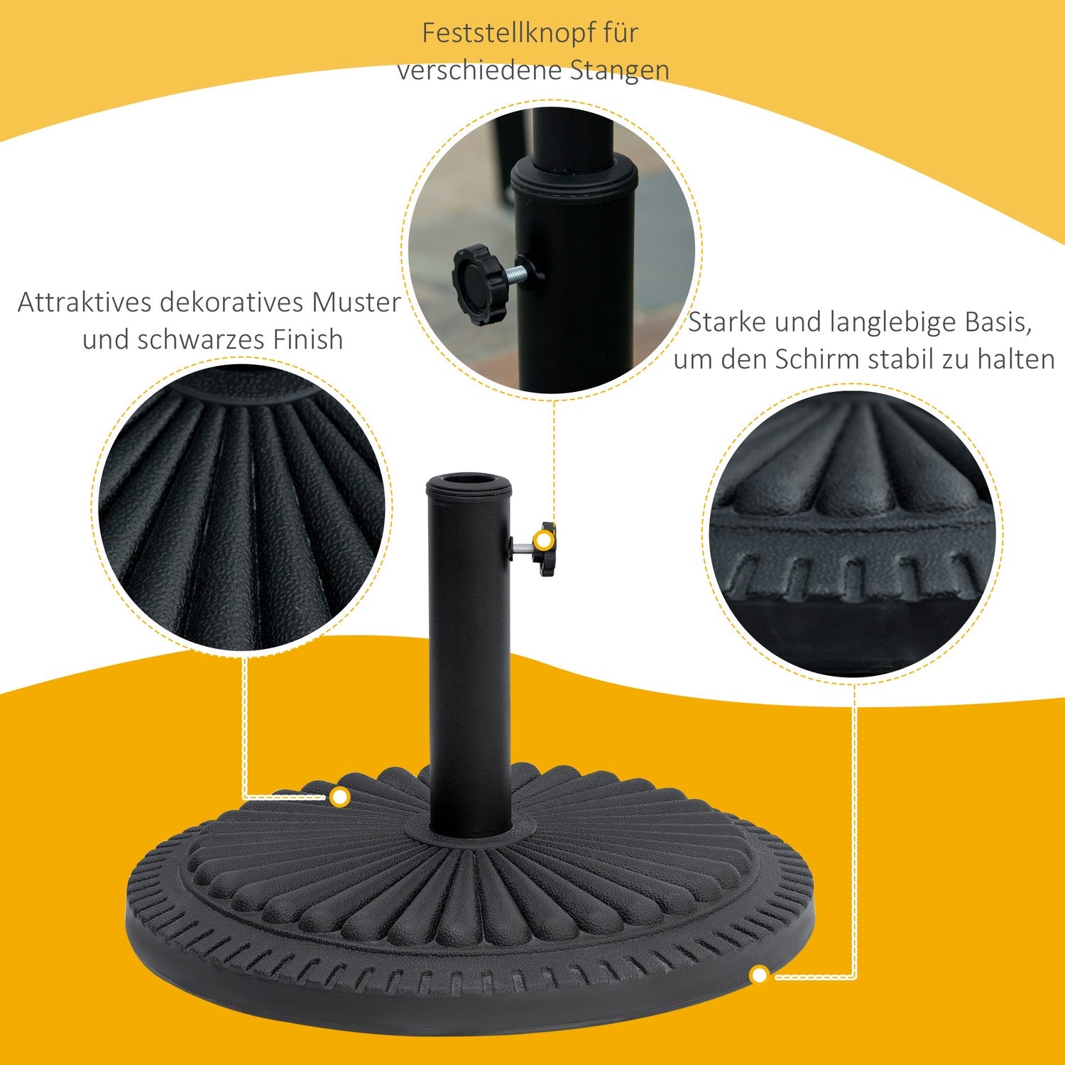 Parasollställ 14 kg cementbas, passar 35-48 mm stolpar