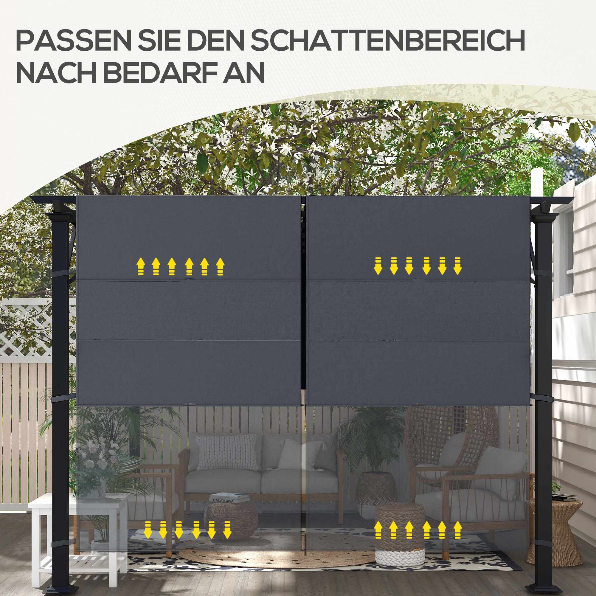 Pergola-ersättningstak, UV-skydd, 3x3m, mörkgrå