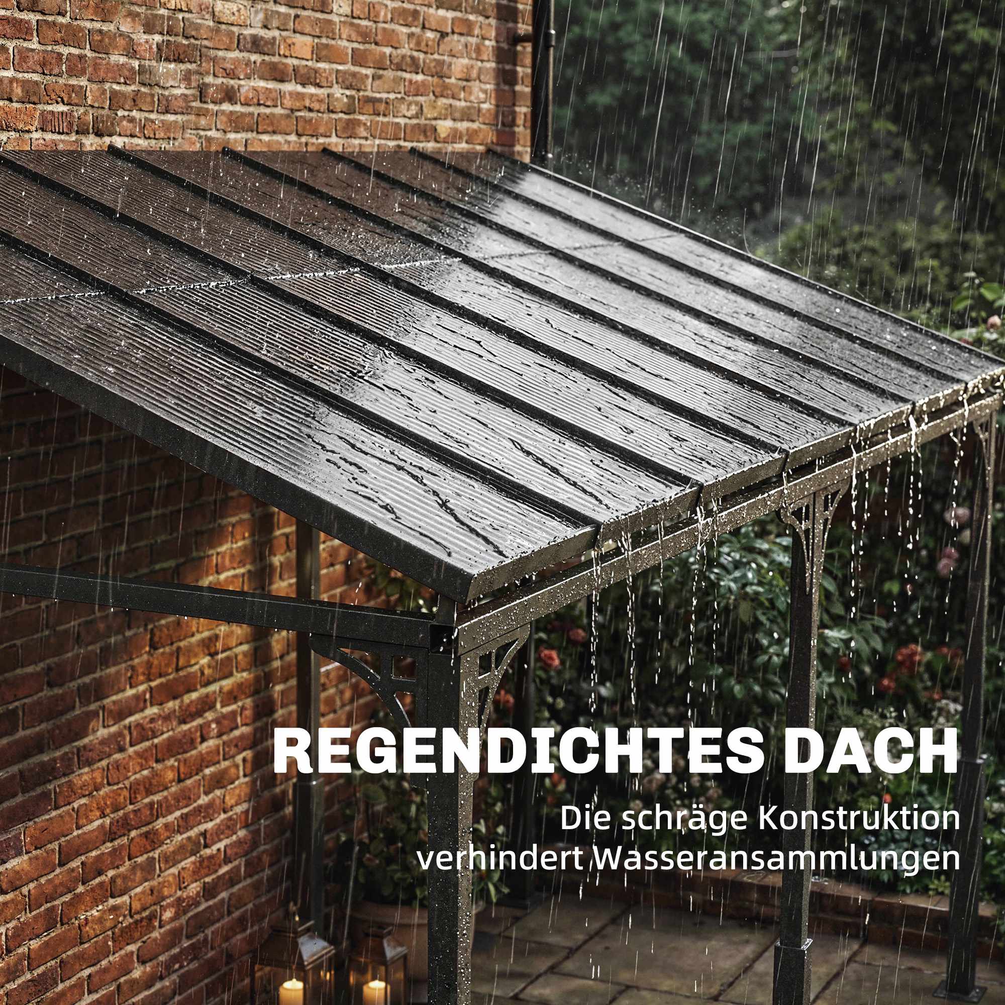 Pergola med polykarbonattak, metallram, 400x300 cm