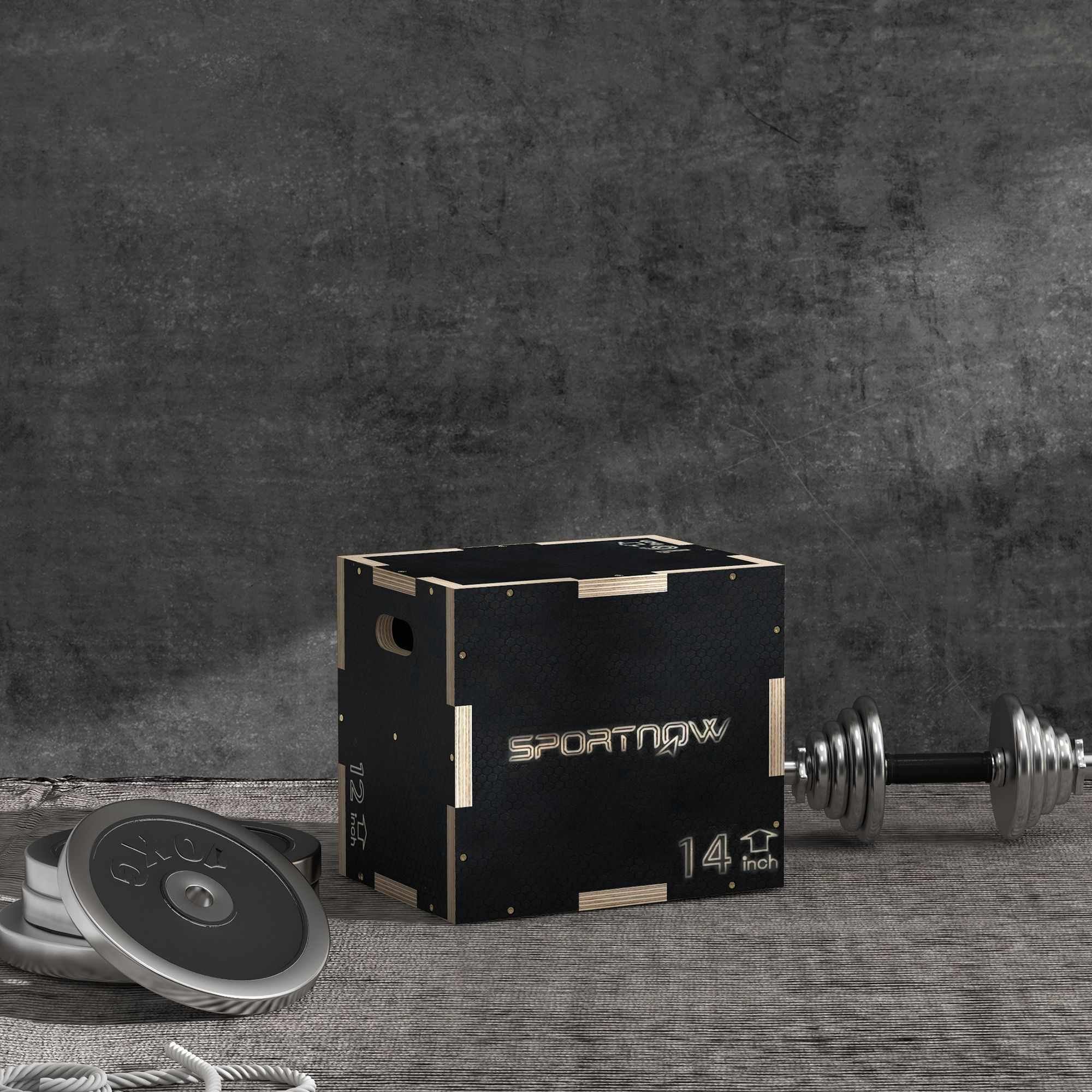 Plyobox, 3 höjder, 40,5x35,5x30,5 cm, svart, 120 kg kapacitet