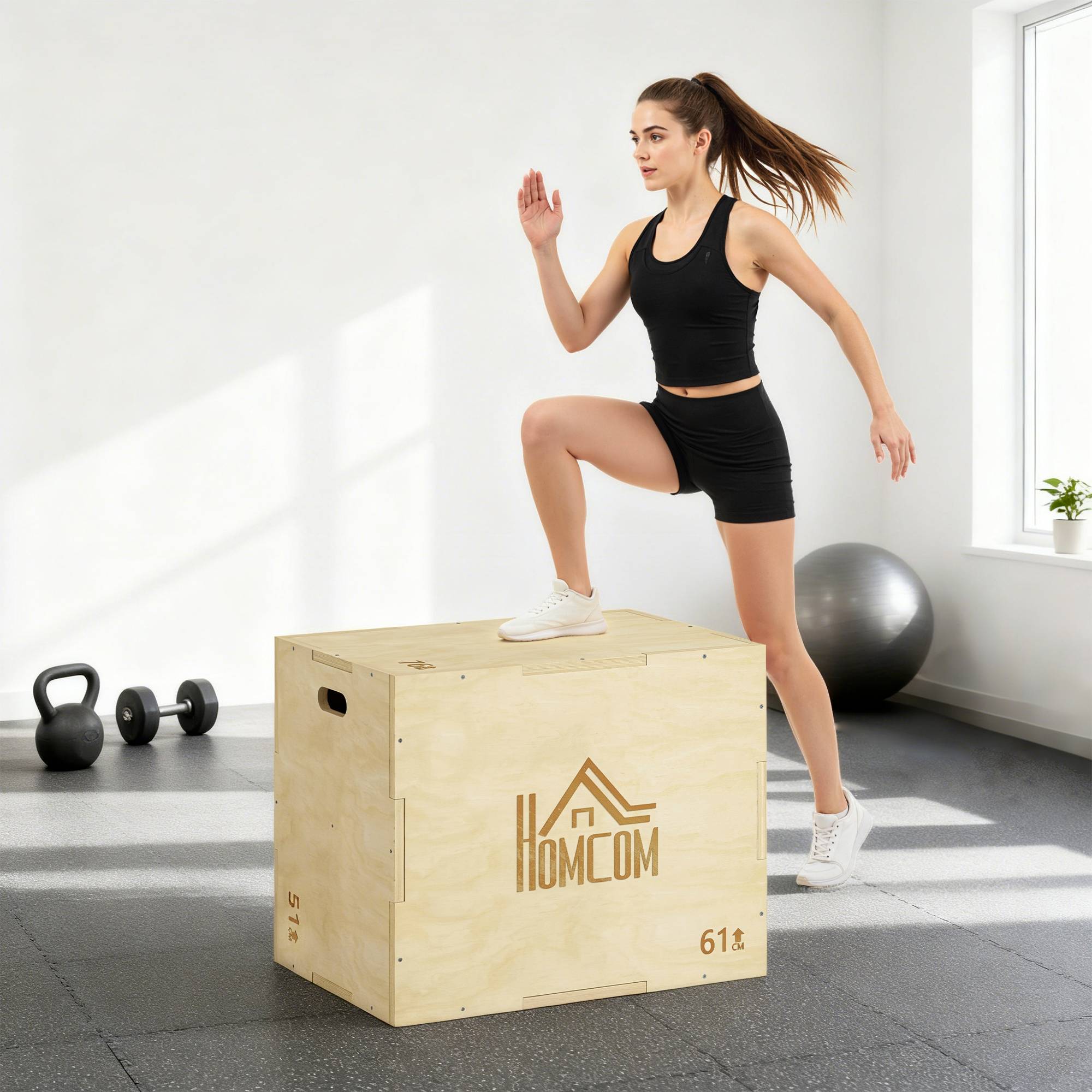 Plyobox 3-i-1, Naturträ, 51/61/76 cm, 120 kg kapacitet