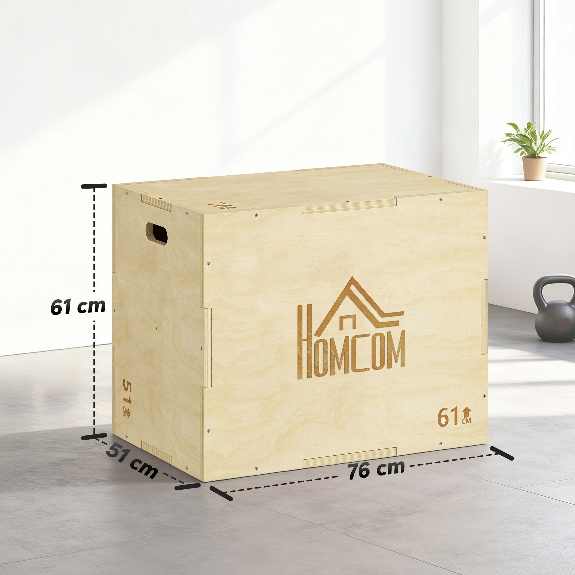 Plyobox 3-i-1, Naturträ, 51/61/76 cm, 120 kg kapacitet