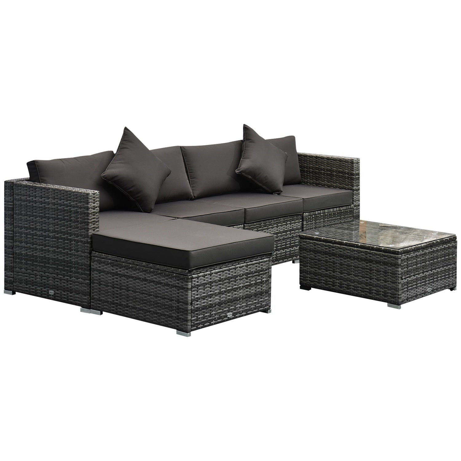 Polyrattan 4-personers utomhusmöbler set, grå