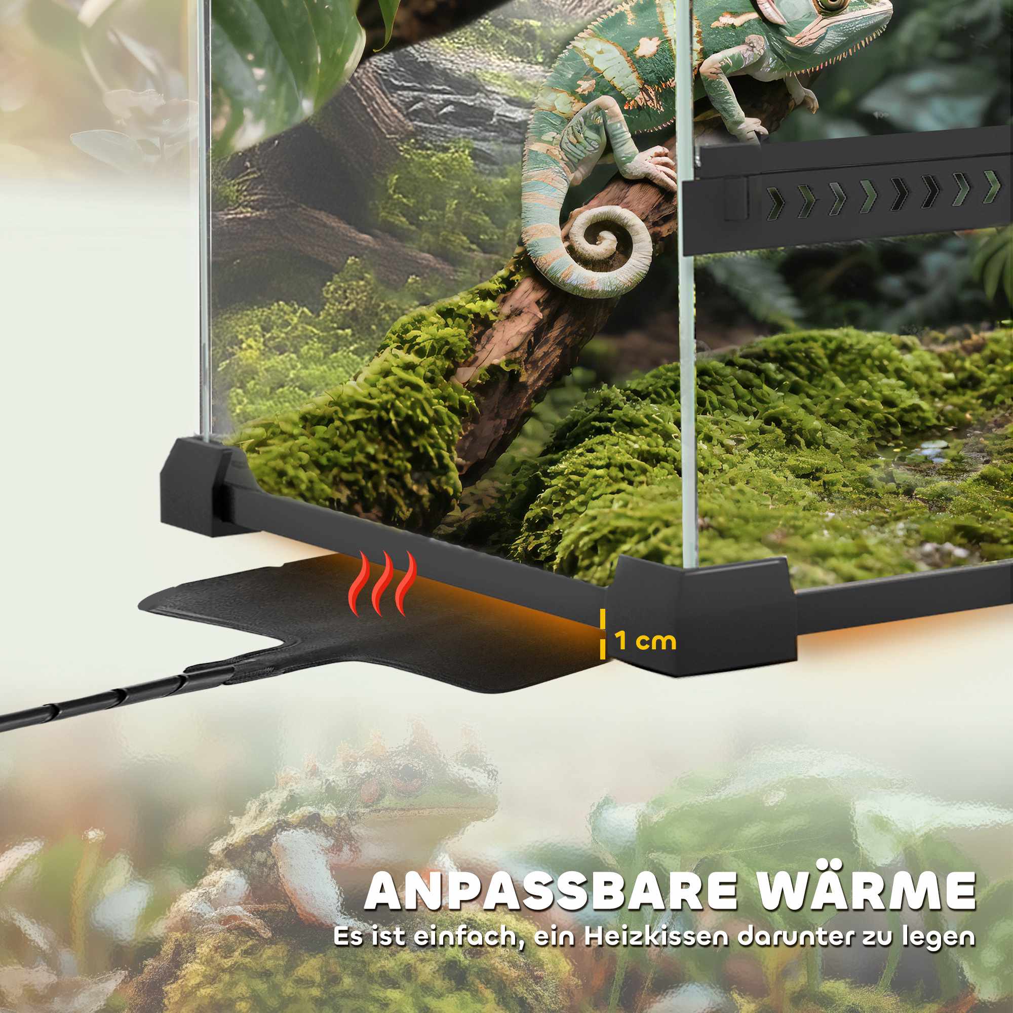 Reptilterrarium i glas 48 liter, ventilation framtill, 50x30x35 cm