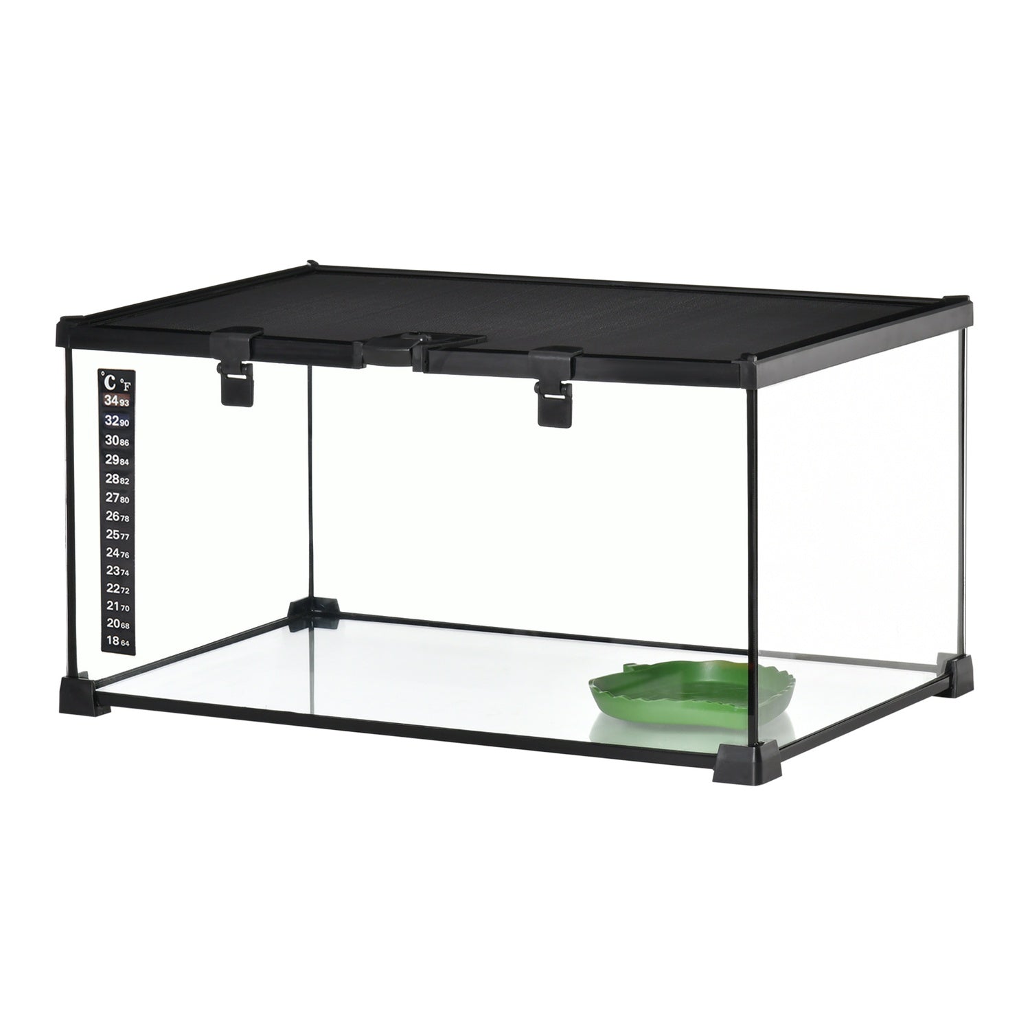 Reptilterrarium i glas med termometer, 50x30x25 cm