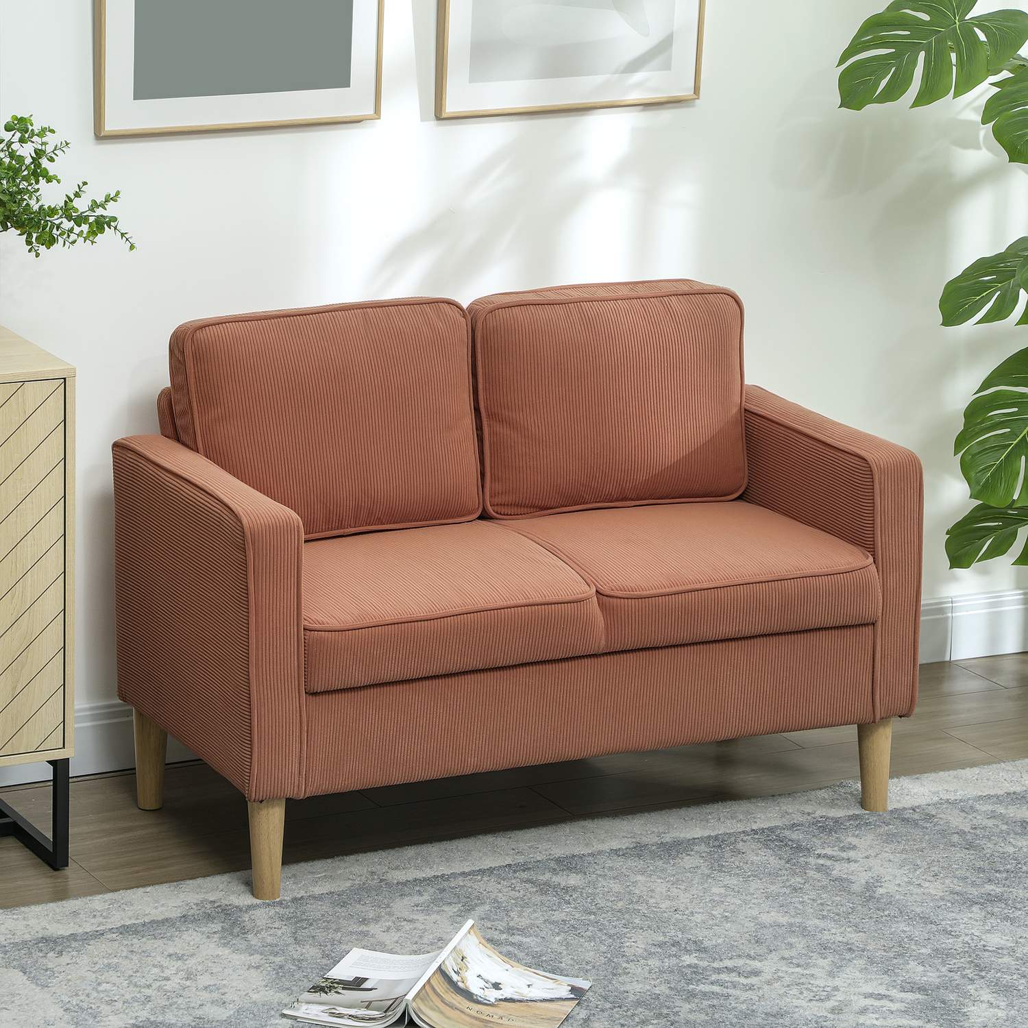 Rosa 2-sits soffa med förvaring, modern klädd design