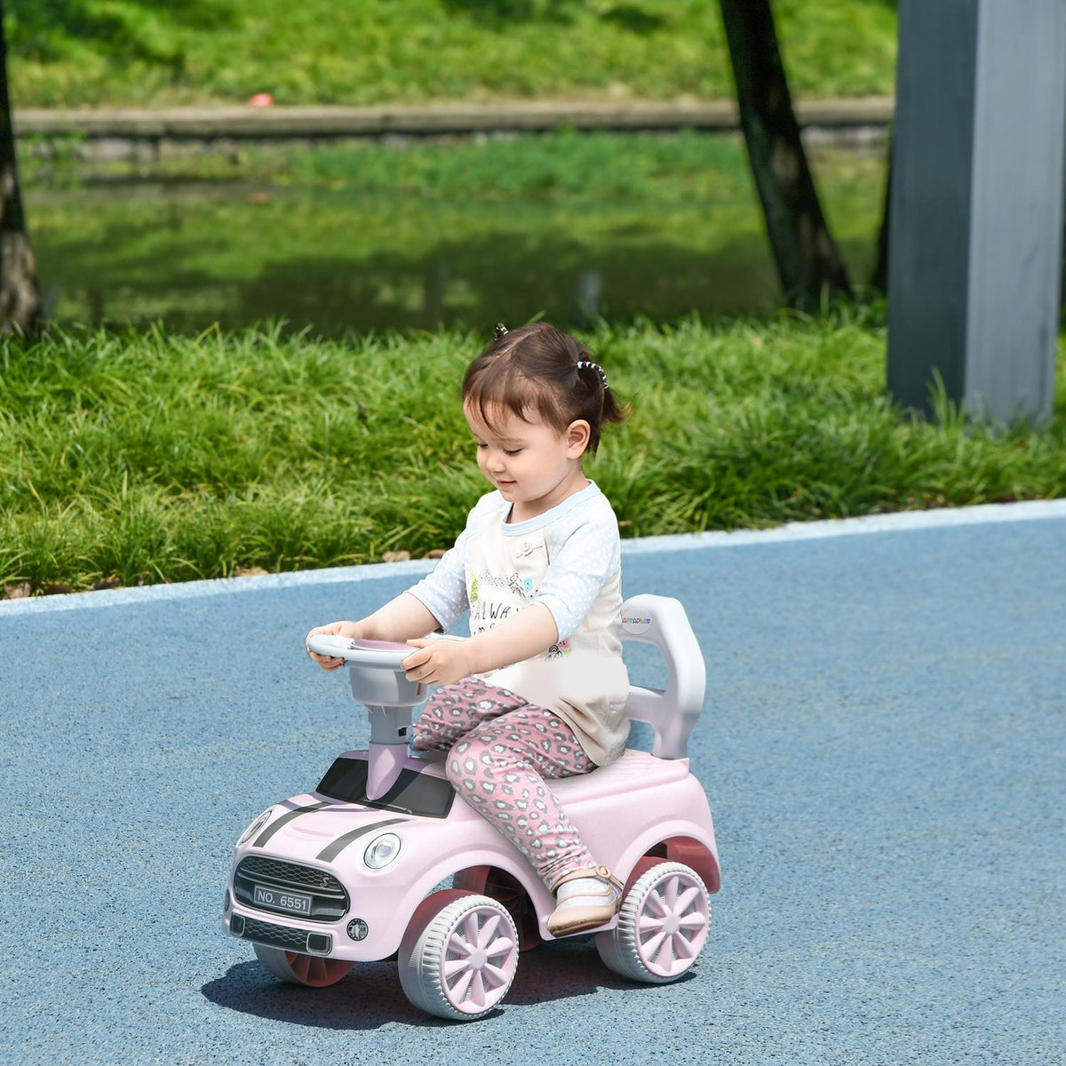 Porteur enfant rose avec protection antibasculement, 53x52x35 cm