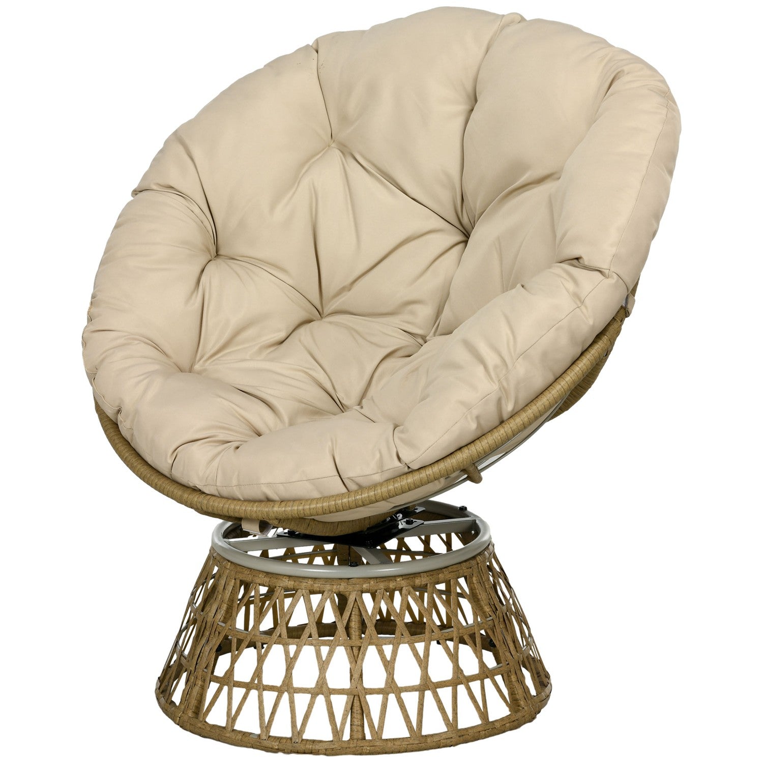 Rotting Rotting Papasan Stol med Dyna – Khaki, 360° justerbar