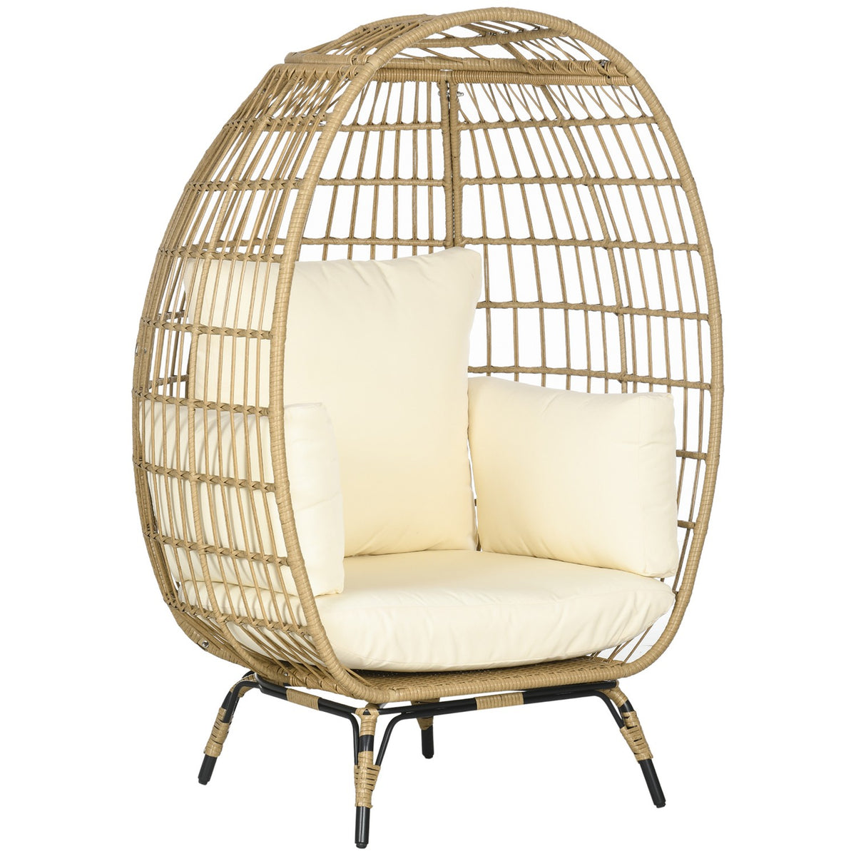 Sedia in rattan con cuscino – metallo cachi, 105x97x150 cm