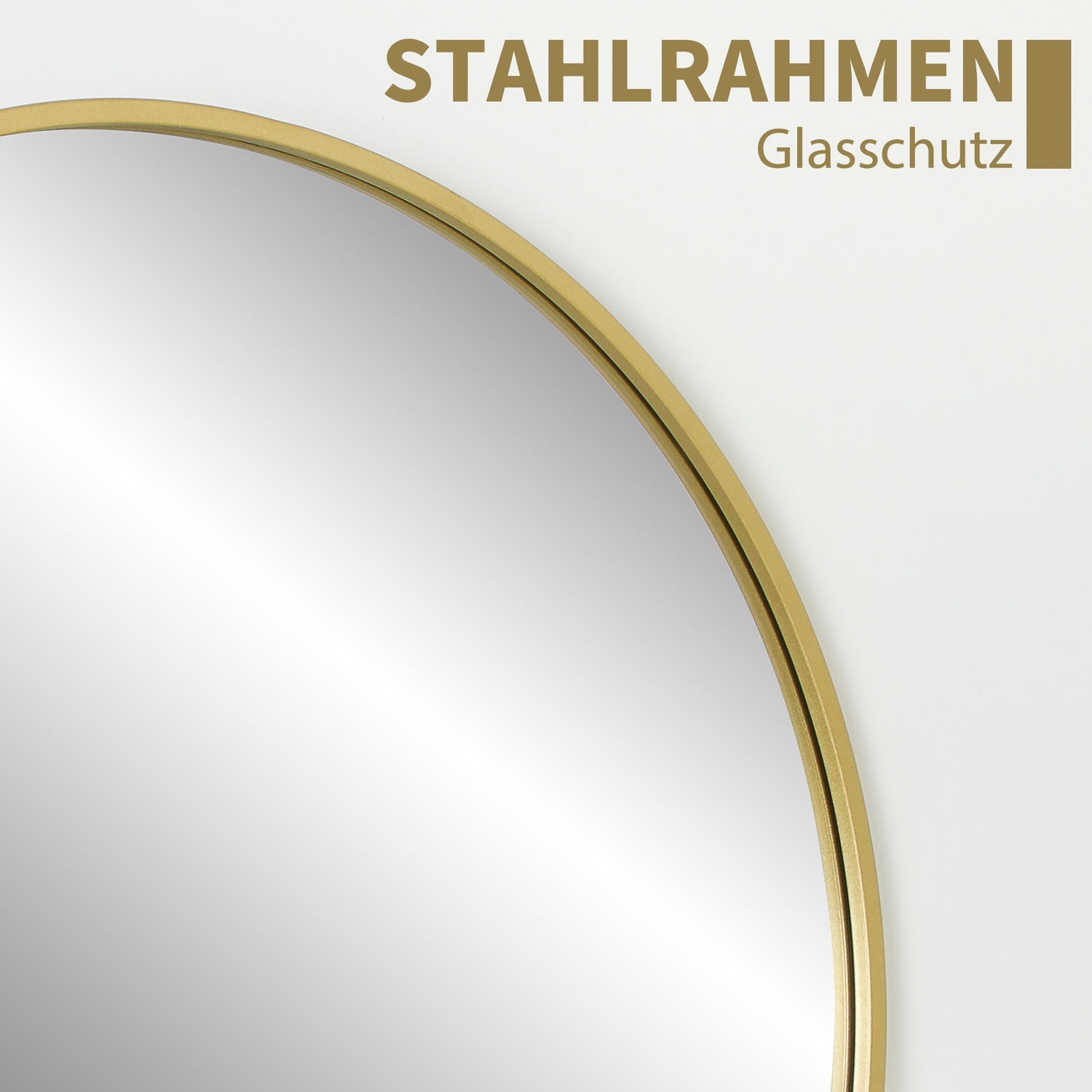 Rund badrumsspegel, 70x70 cm, Guldram, säkerhetsglas