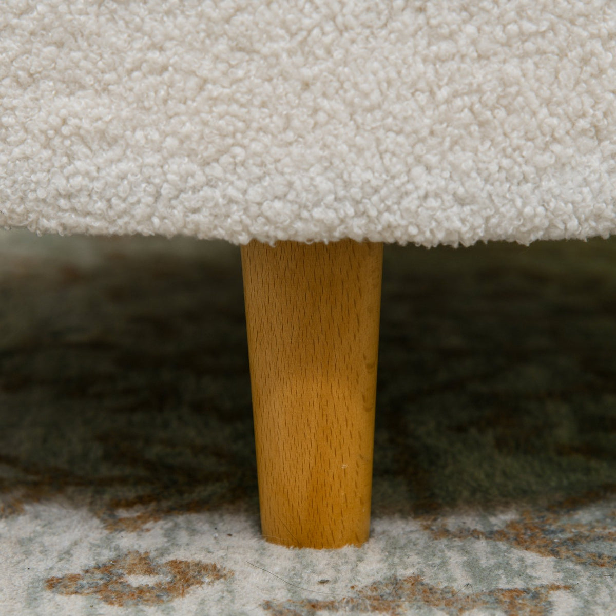 Pouf rotondo contenitore, coperchio pieghevole, bianco