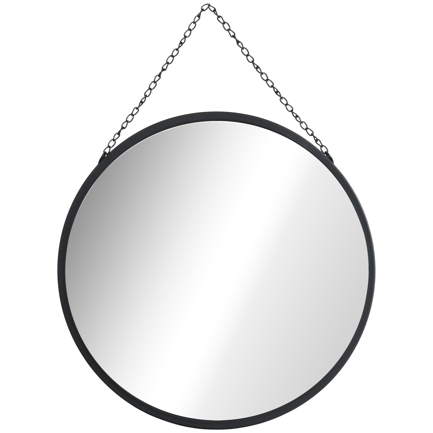 Rund väggspegel, sminkspegel, 50 Cm, svart metallram
