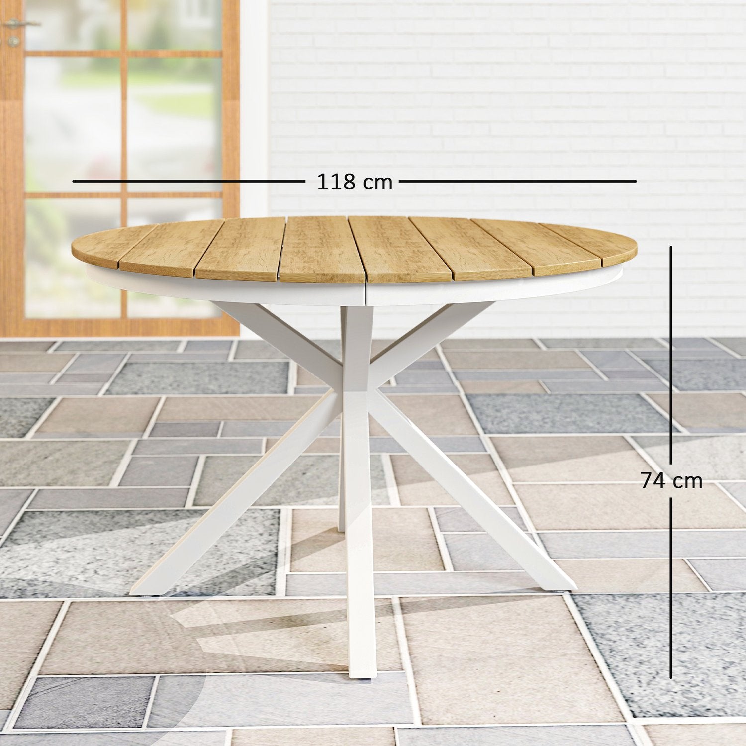 Runt 118cm väderbeständigt trädgårdsbord i aluminium