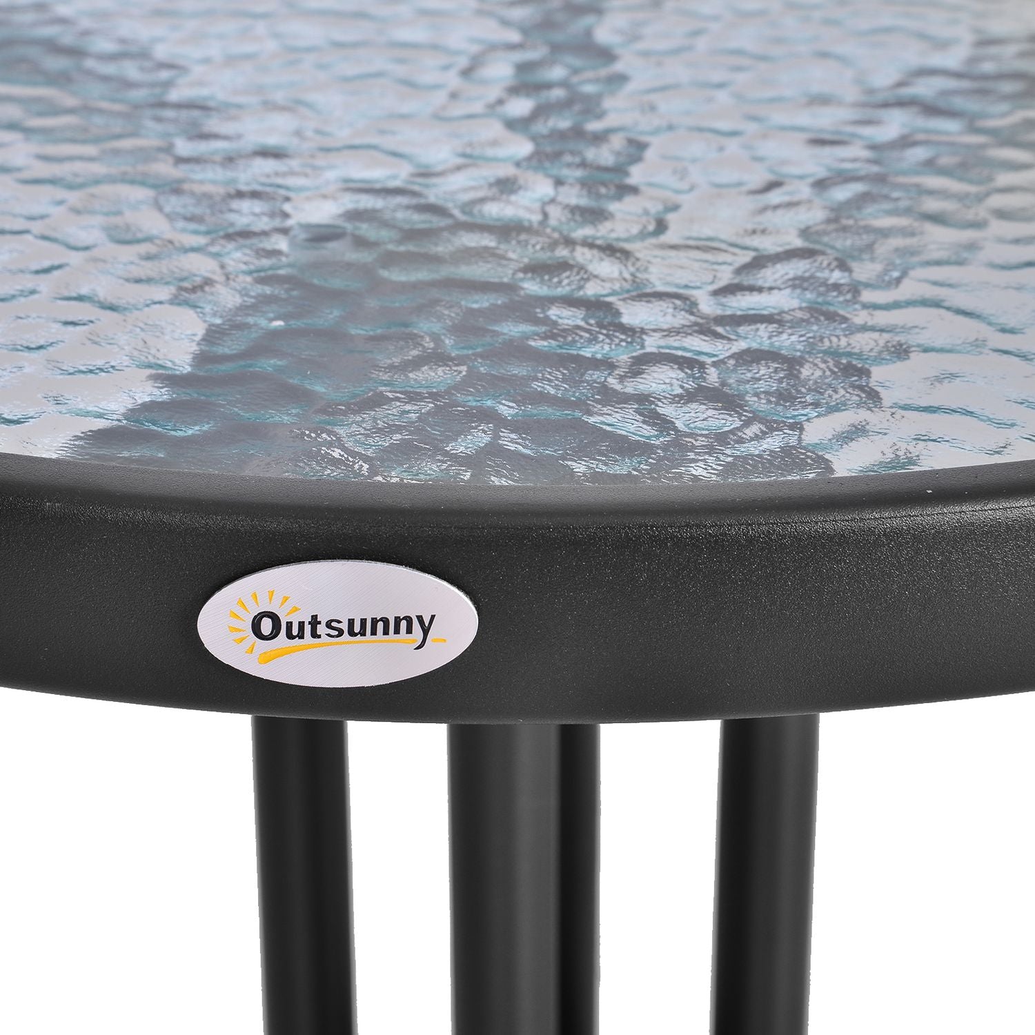 Runt Trädgårdsbord i Metall & Glas – Ø60 X H70 cm