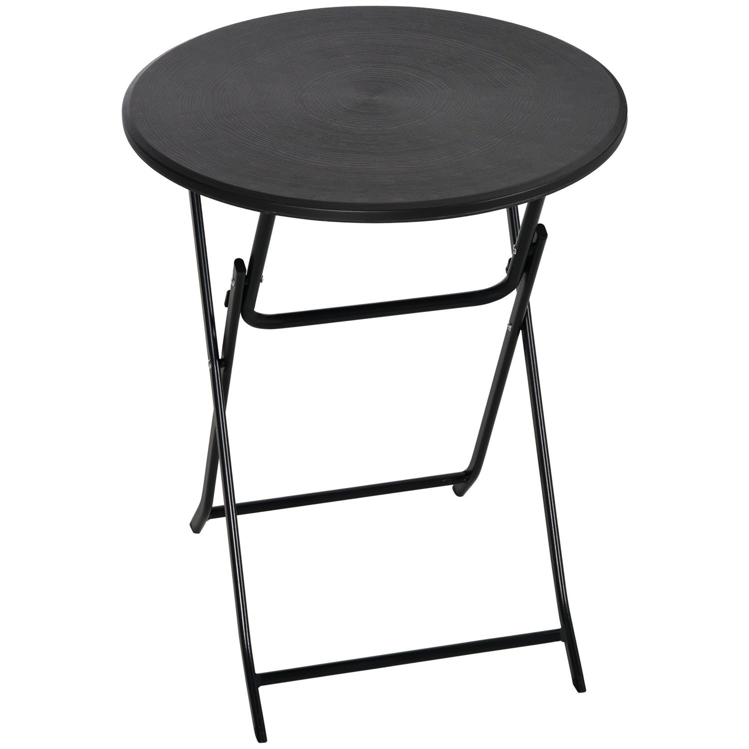 Runt hopfällbart trädgårdsbord – 60 cm, mörkgrå trälook