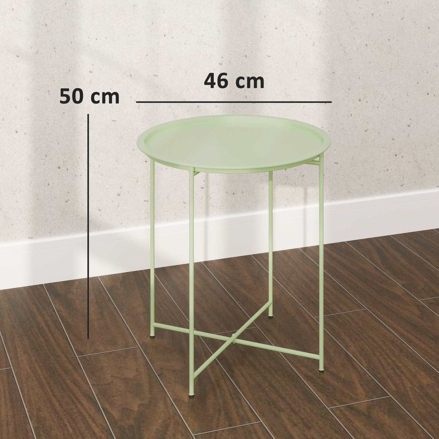 Runt hopfällbart trädgårdsbord – väderbeständigt & grönt, 46x50 cm
