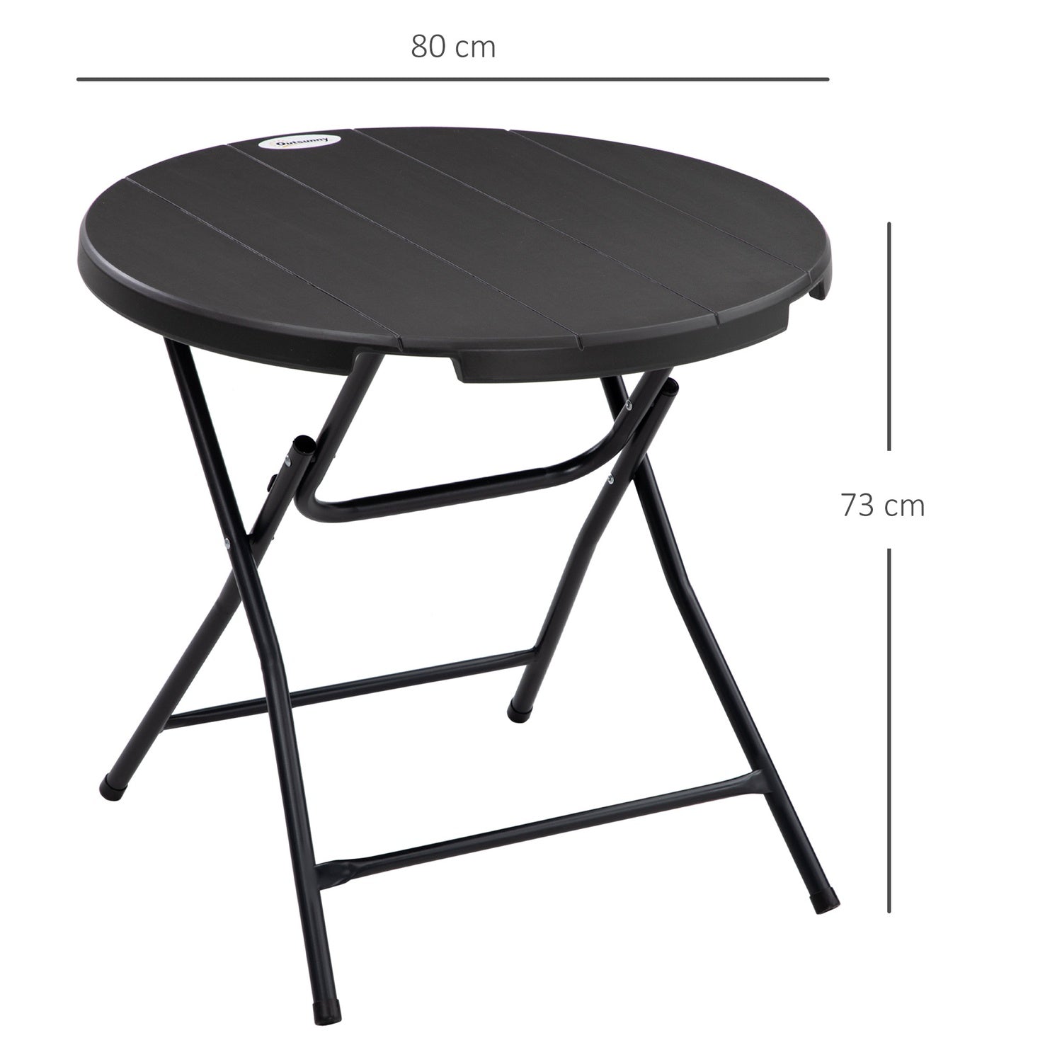Runt hopfällbart trädgårdsmatbord, 80 Cm, mörkgrå