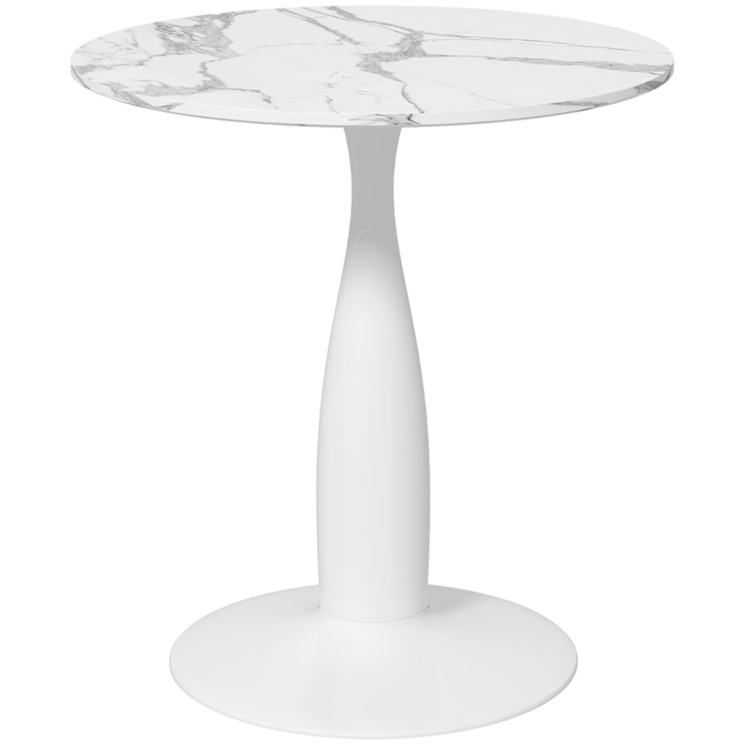 Runt matbord, vit MDF-skiva, underrede i stål, Ø70 cm