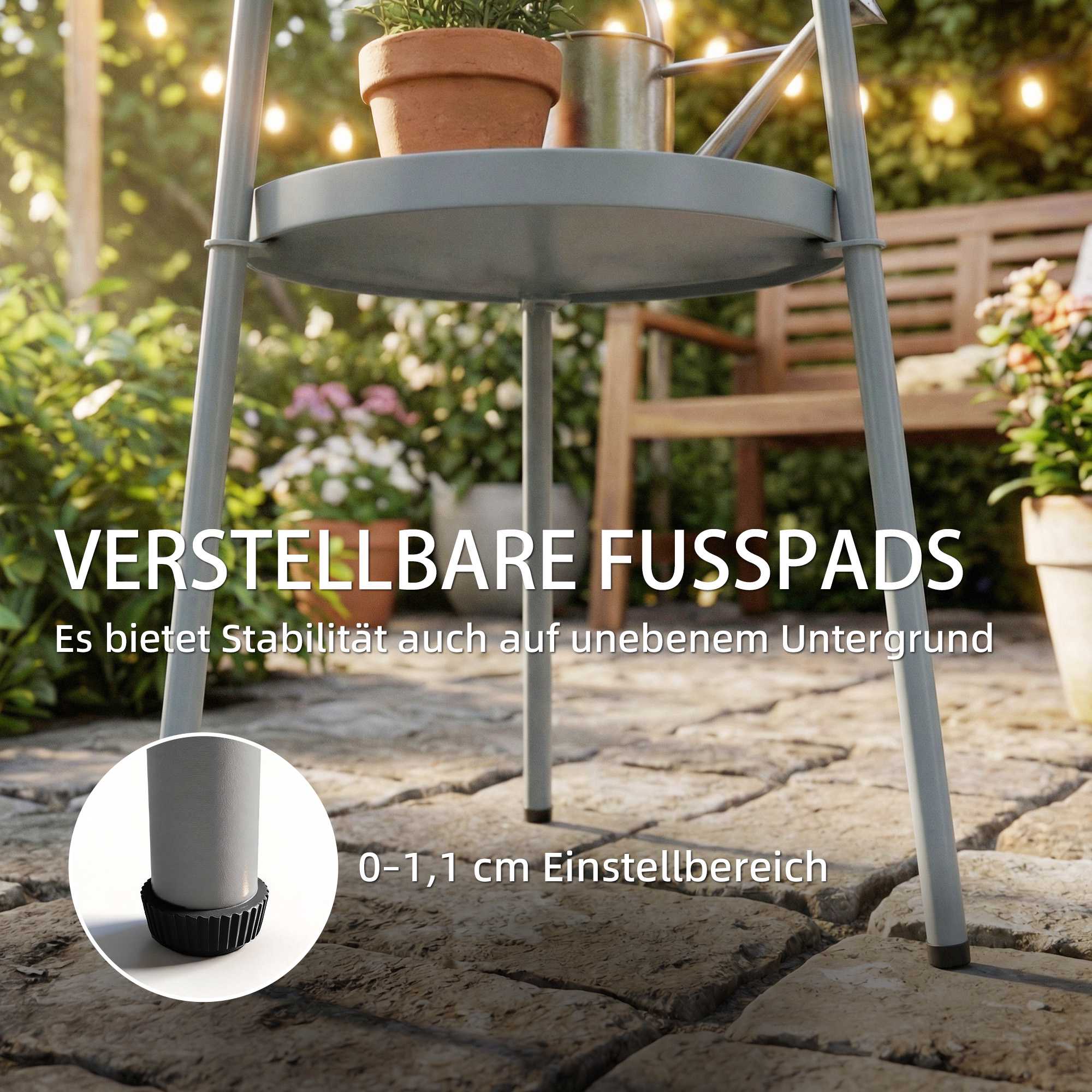 Runt sidobord i metall för utomhusbruk, 36 cm, mörkgrå
