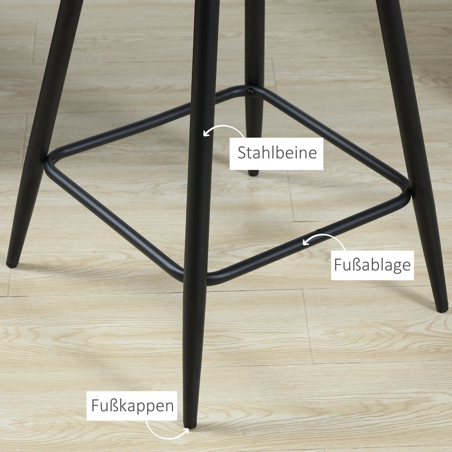 Sammetsbarstolar Set om 2, stålgrå, med fotstöd