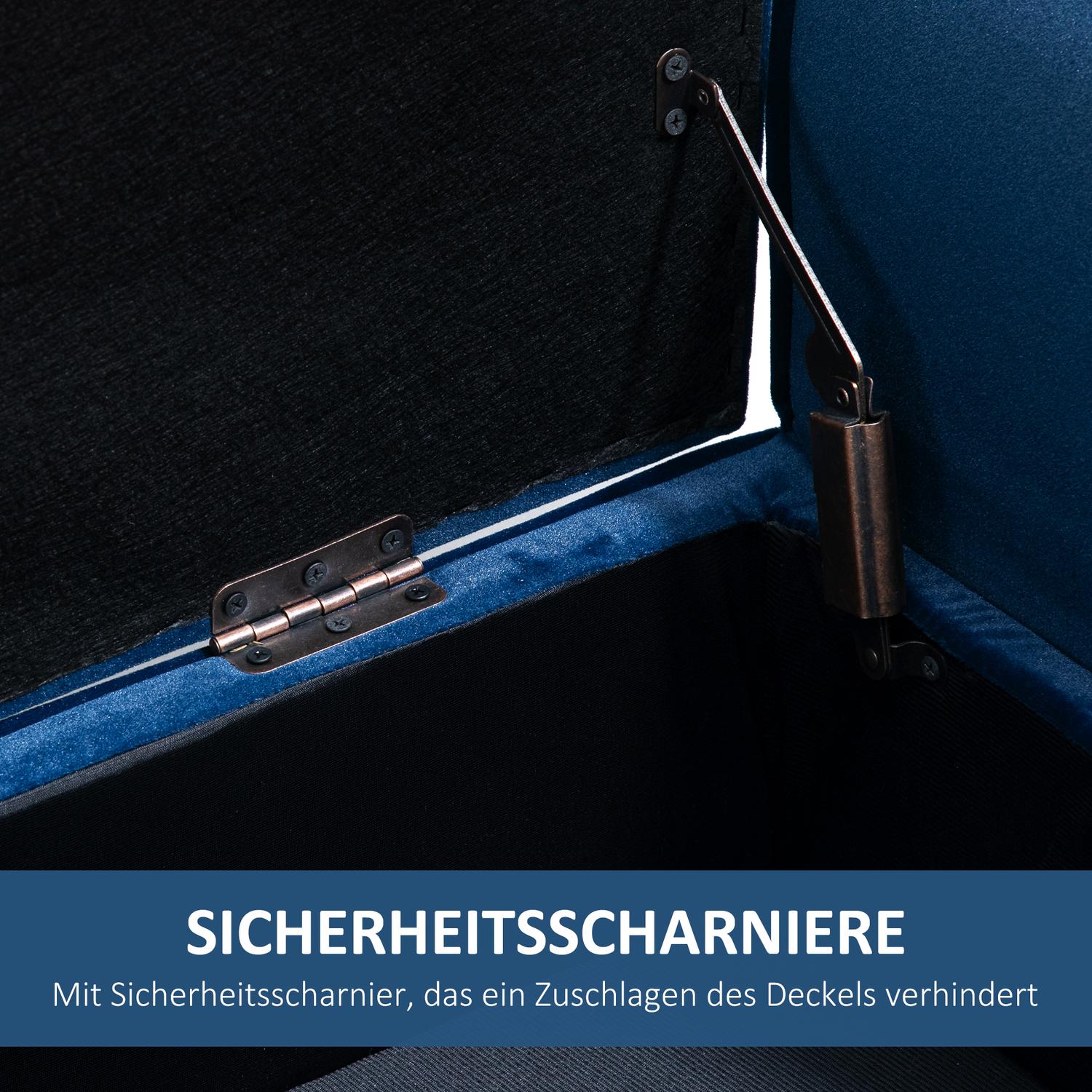 Sammetsklädd bänk, Mörkblå, 118 x 42 x 66 cm