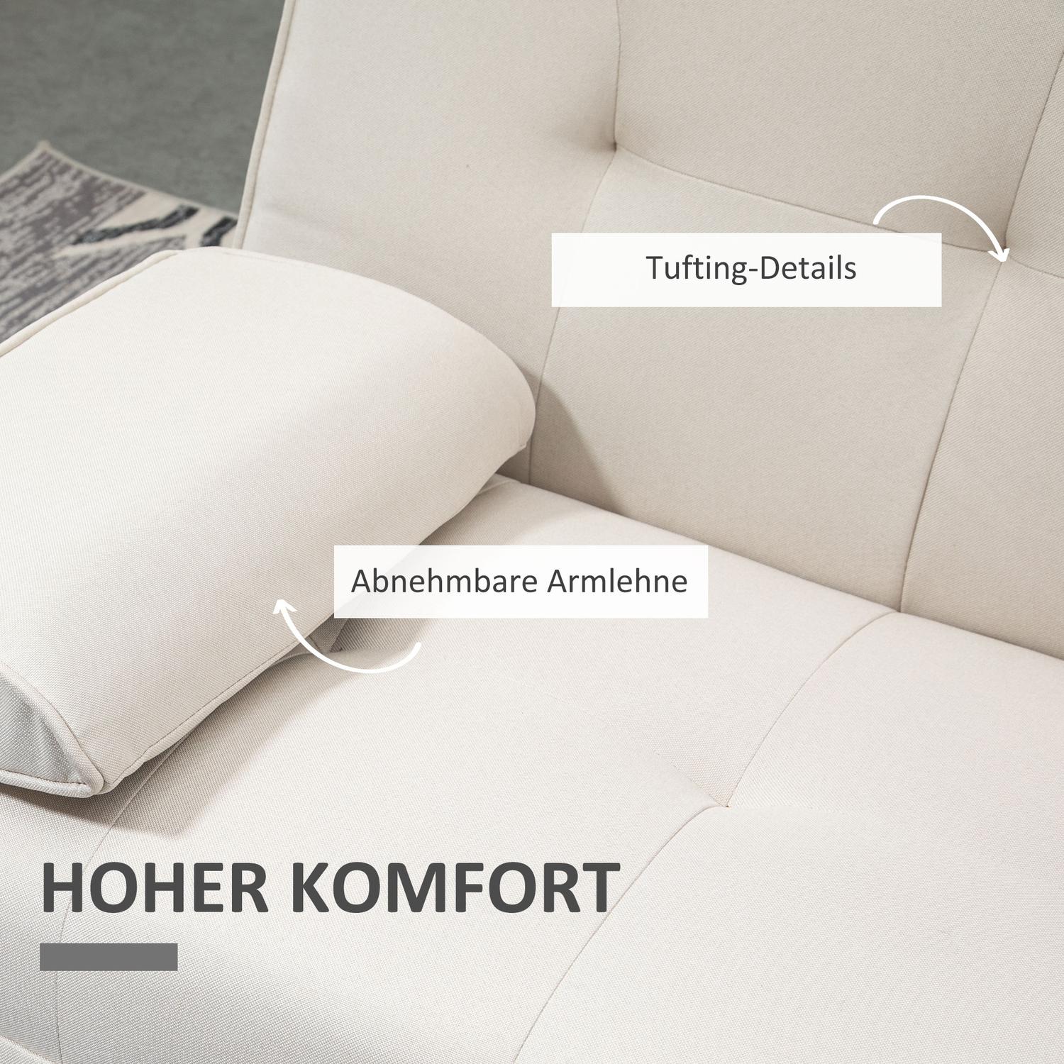 Scandi Design Linne-Look 3-sits bäddsoffa, med hopfällbart bord