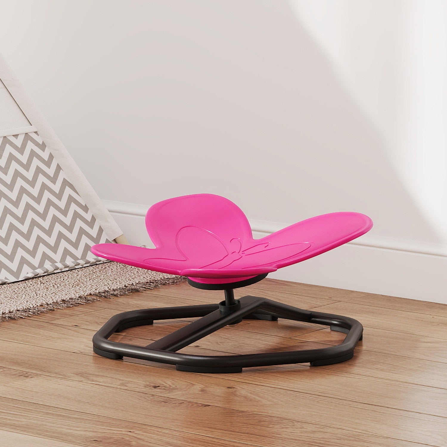 Sensorisk snurrstol för barn, fjärilsformad, rosa