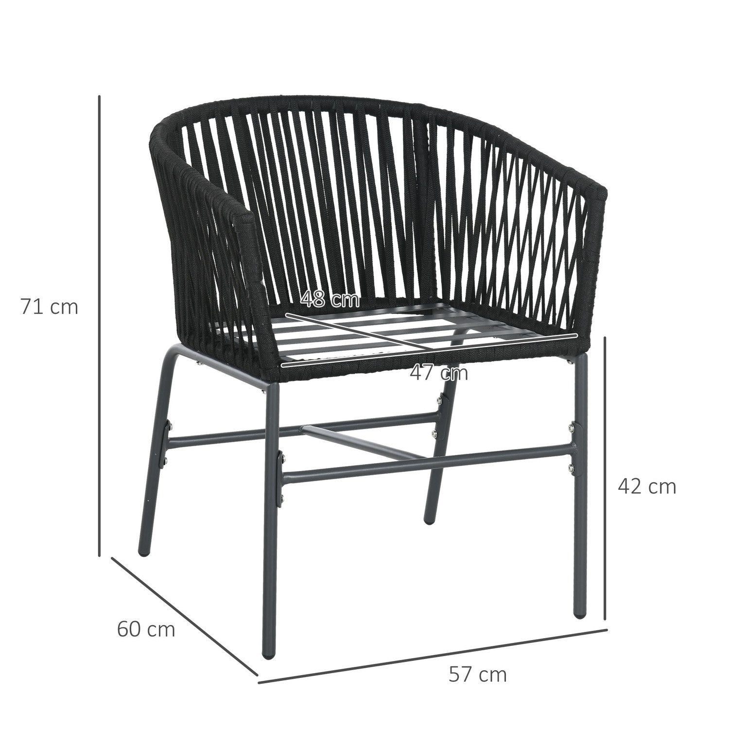 Set med 2 Boho trädgårdsstolar med kuddar, metallram