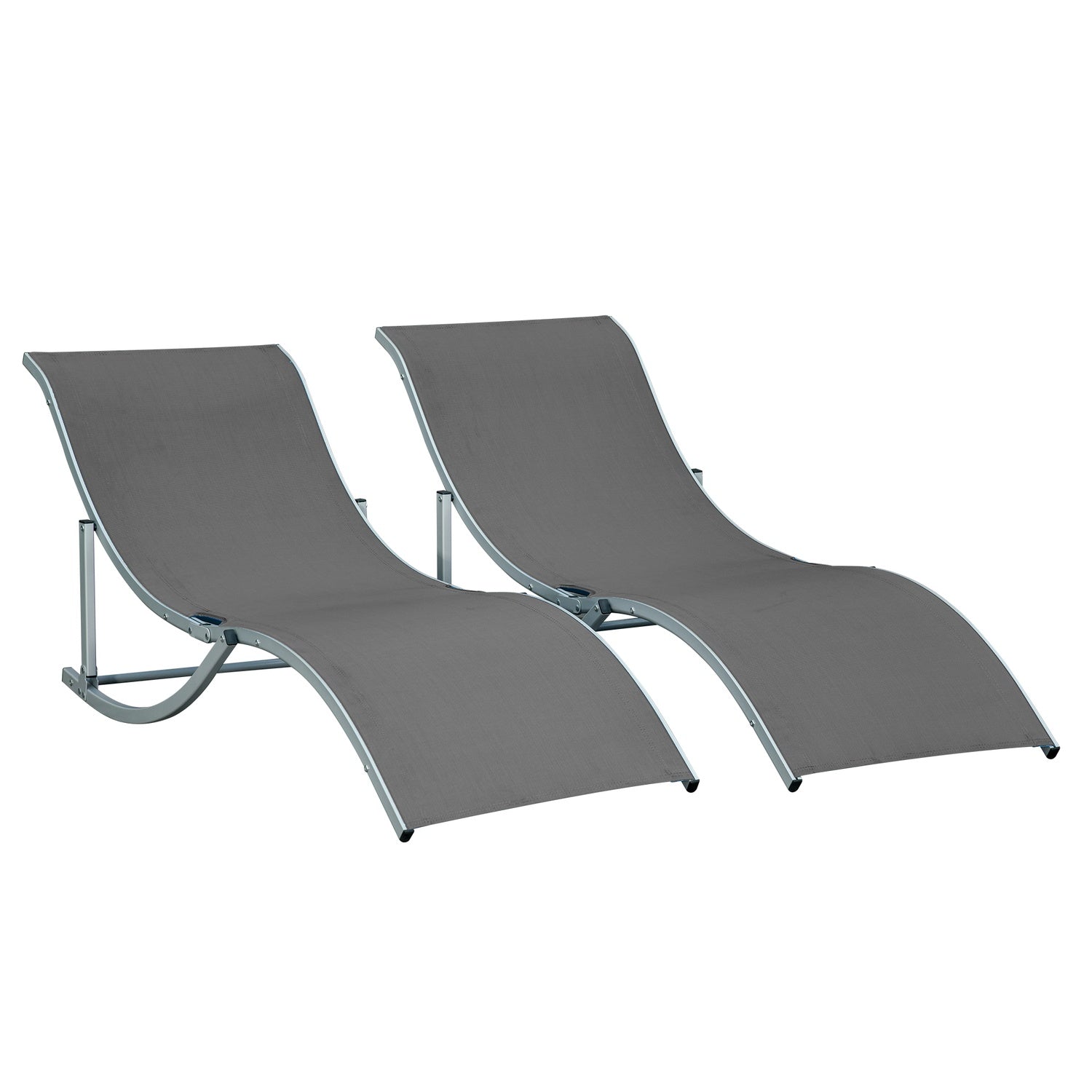 Set med 2 ergonomiska solstolar, mörkgrå textilen
