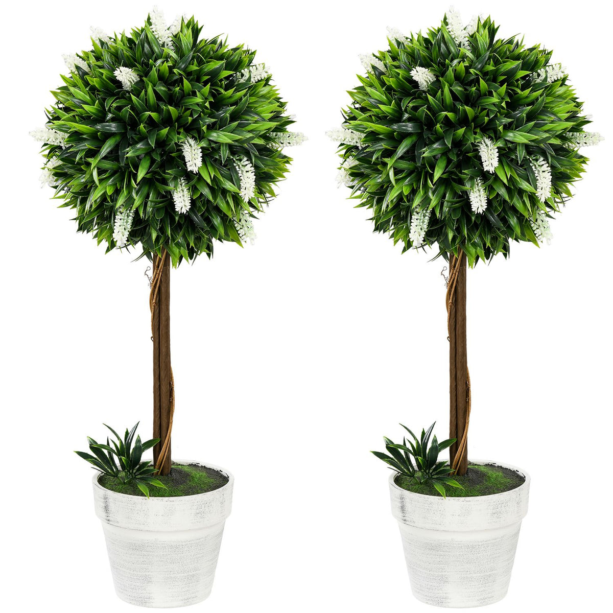 Lot de 2 grandes lavandes artificielles 60 cm en pots