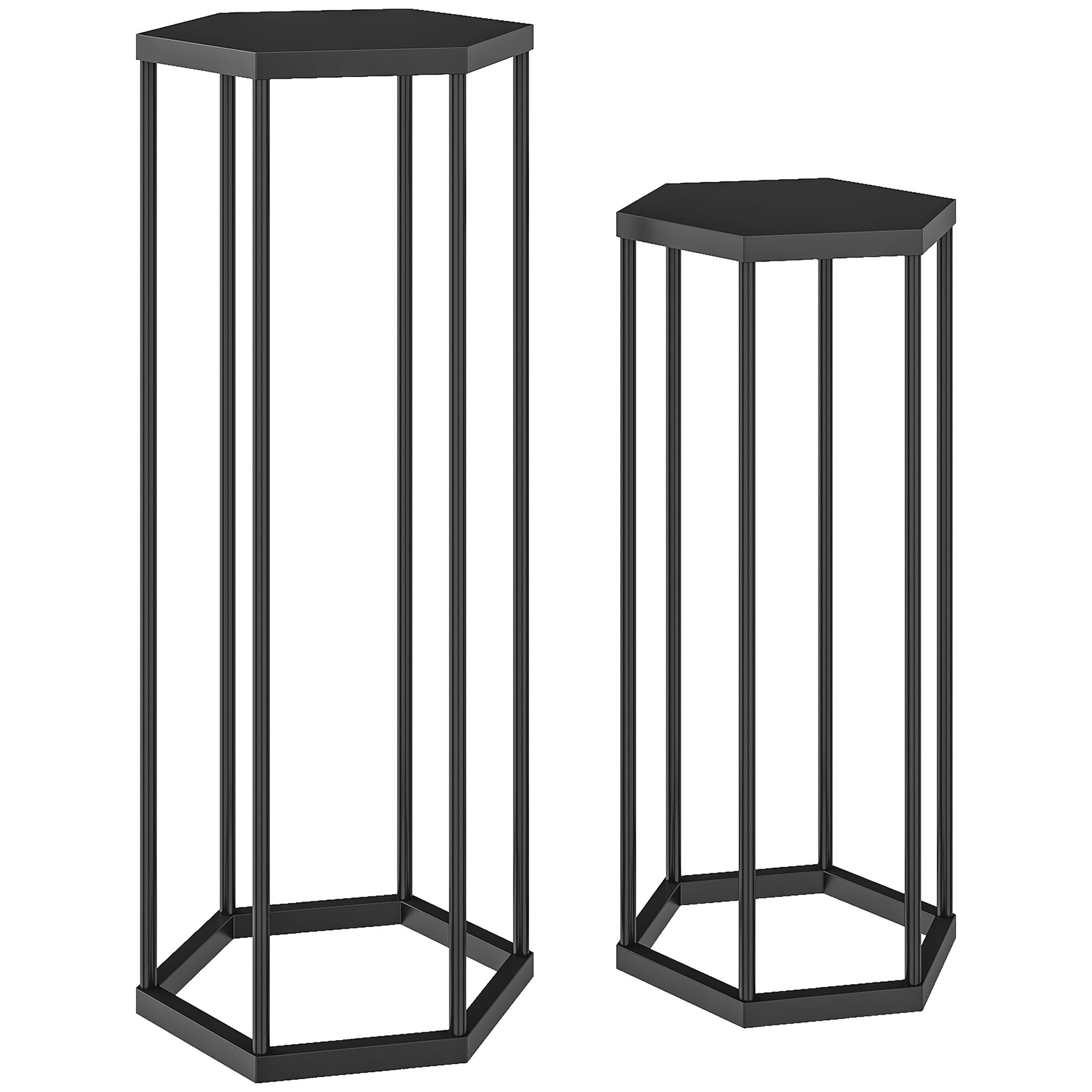 Sexkantiga växtställ i metall, för inomhusbruk och utomhusbruk, 2-pack