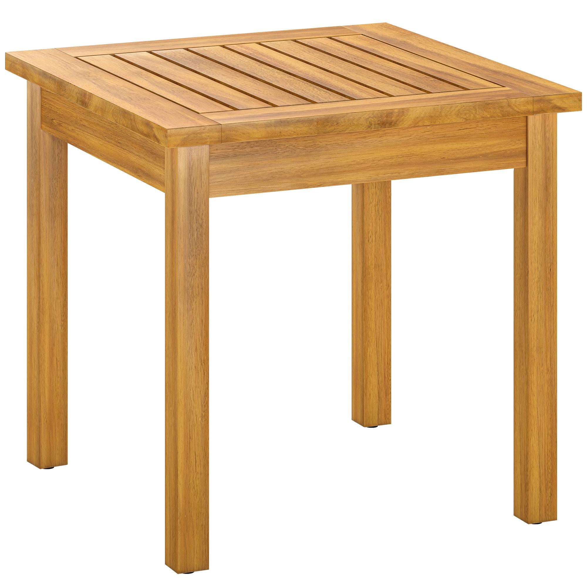 Sidobord för utomhusbruk, 48x48 cm akaciaträ, justerbara fötter