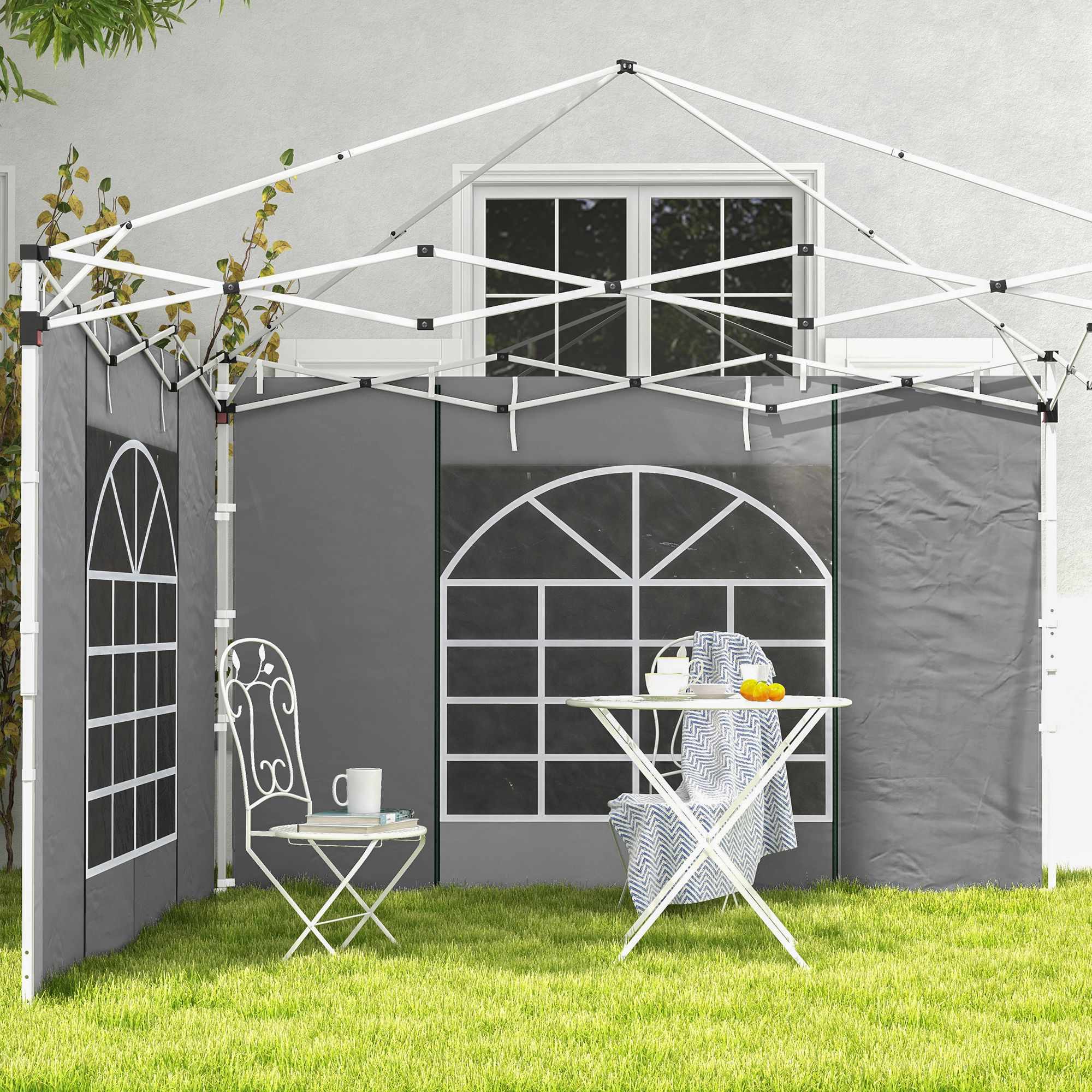 Sidopaneler till paviljong, set för 3x3m eller 3x6m, ljusgrå