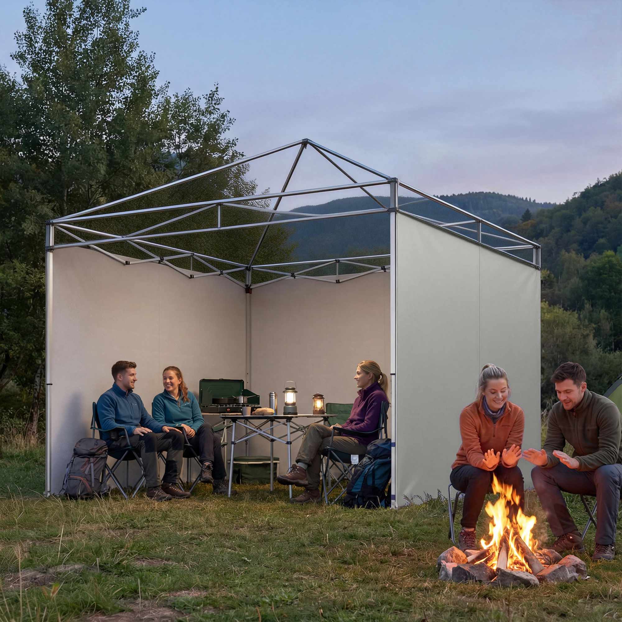 Sidoväggar till paviljonger, 3x3m, UPF 50+ Oxfordtyg