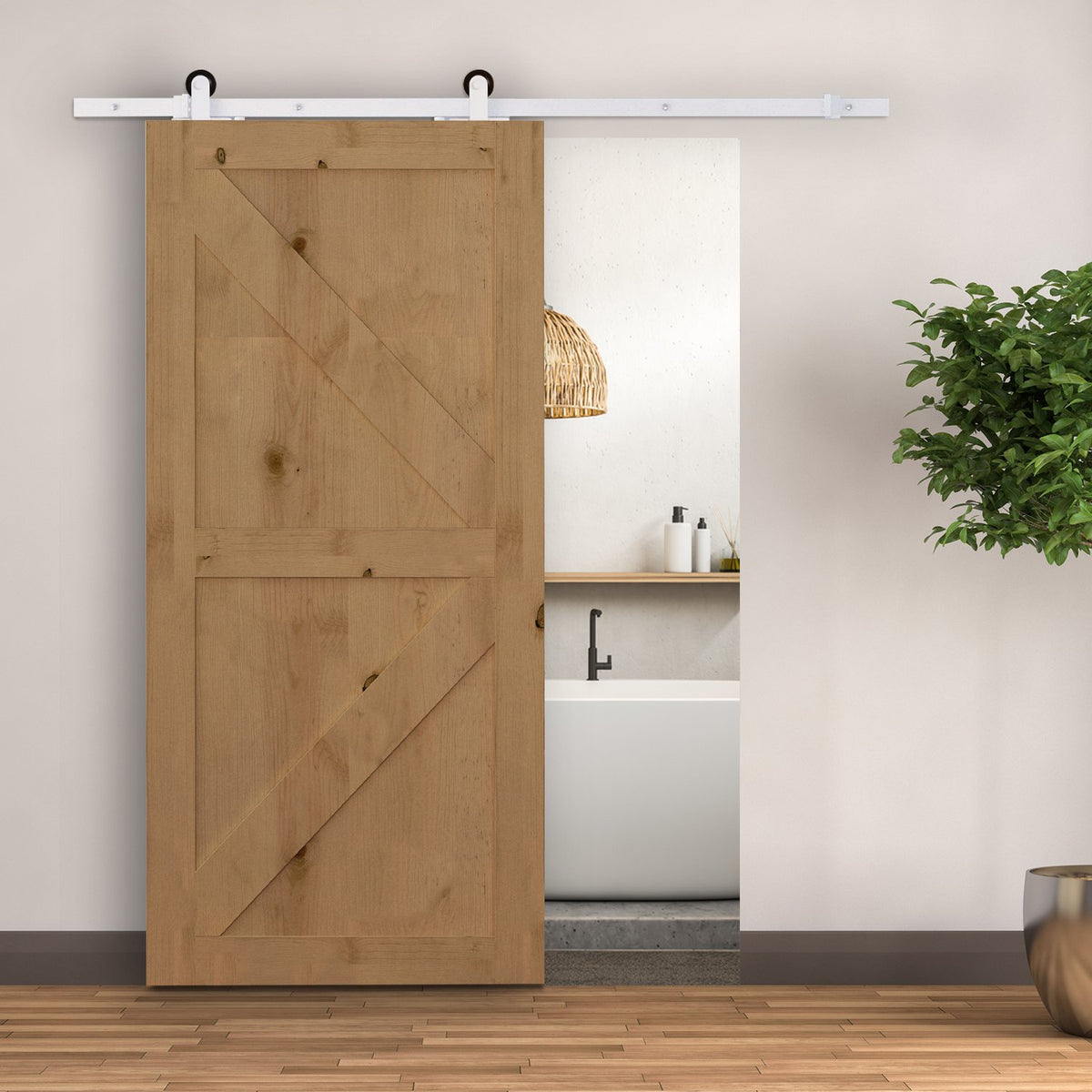 Système de porte coulissante 183 cm, acier au carbone, set complet