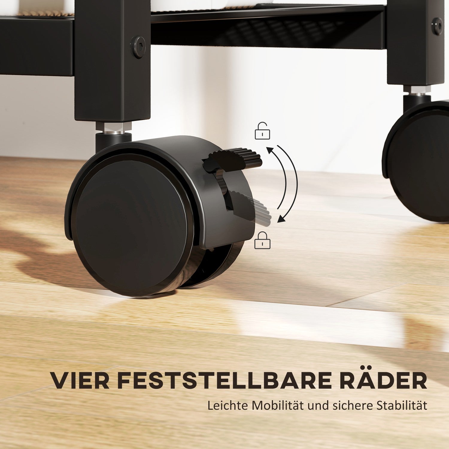 Skrivarstativ med hjul, uttag, USB och USB-C, 40 kg kapacitet