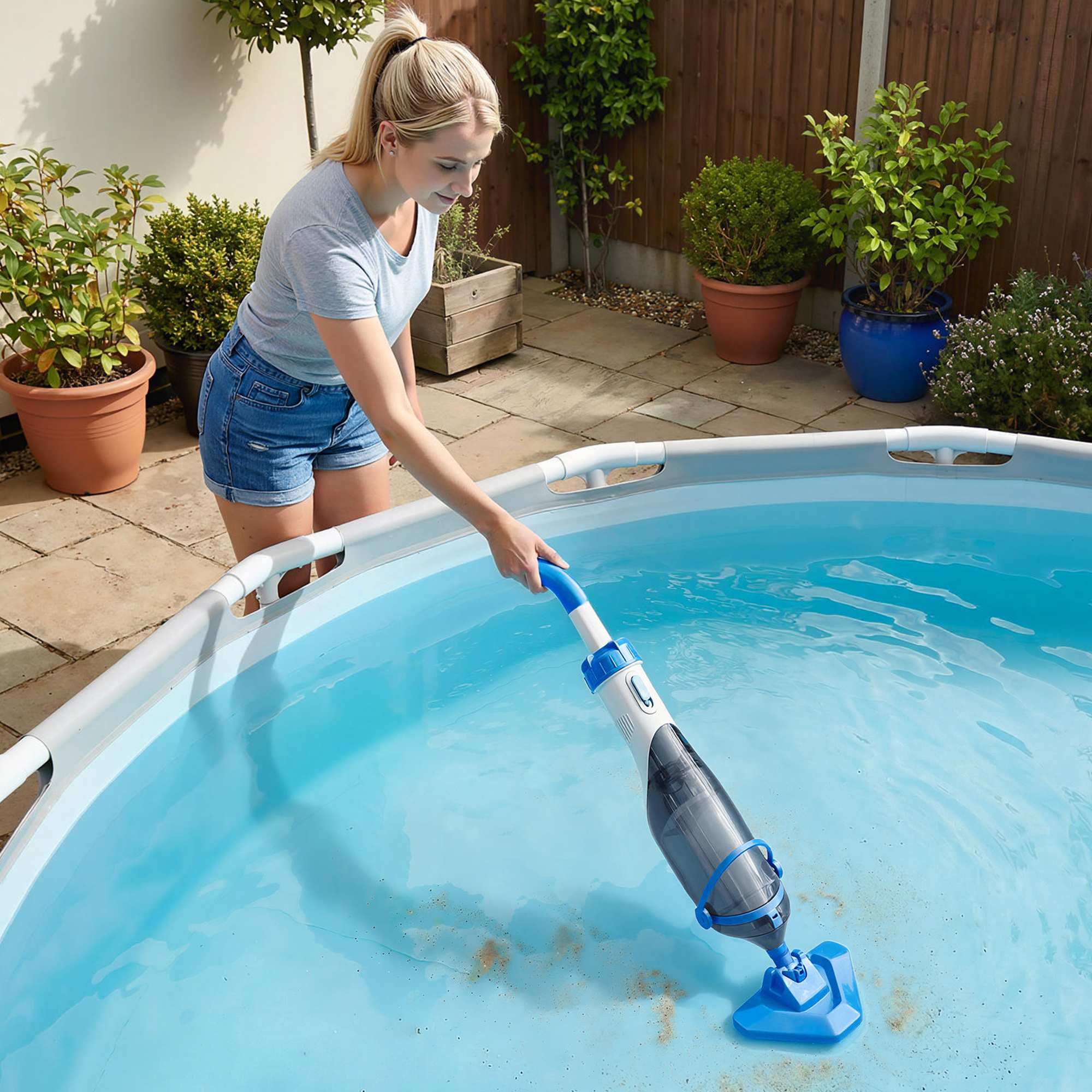 Sladdlös pooldammsugare, 40W motor, teleskopstång
