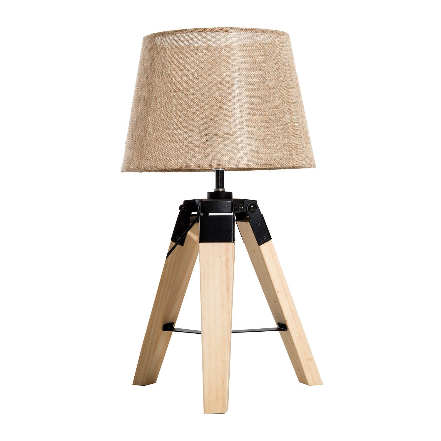 Sängbordslampa, beige linnelook, 45cm