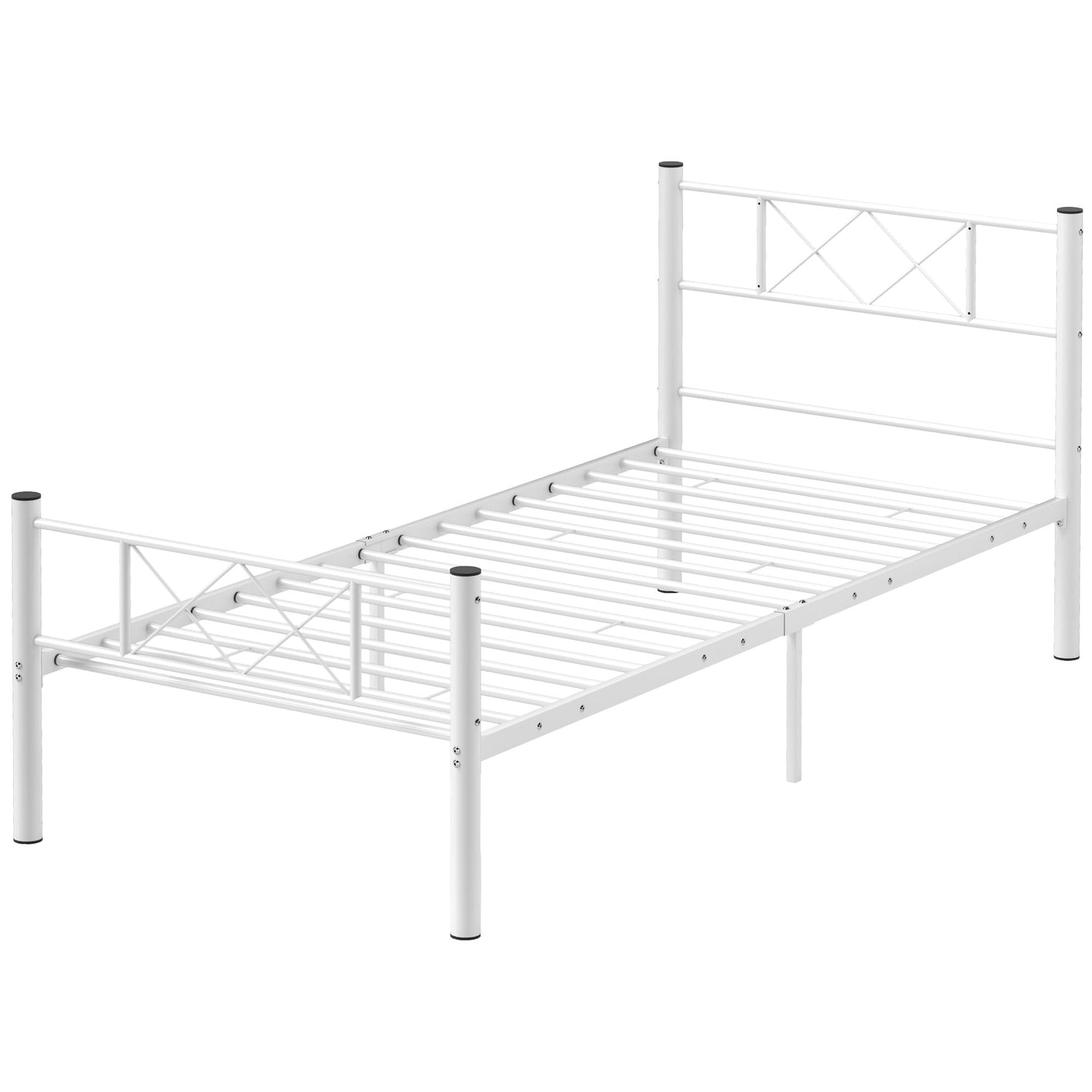 Sängram i stål för 200x90cm Madrass, Vit, 88cm hög