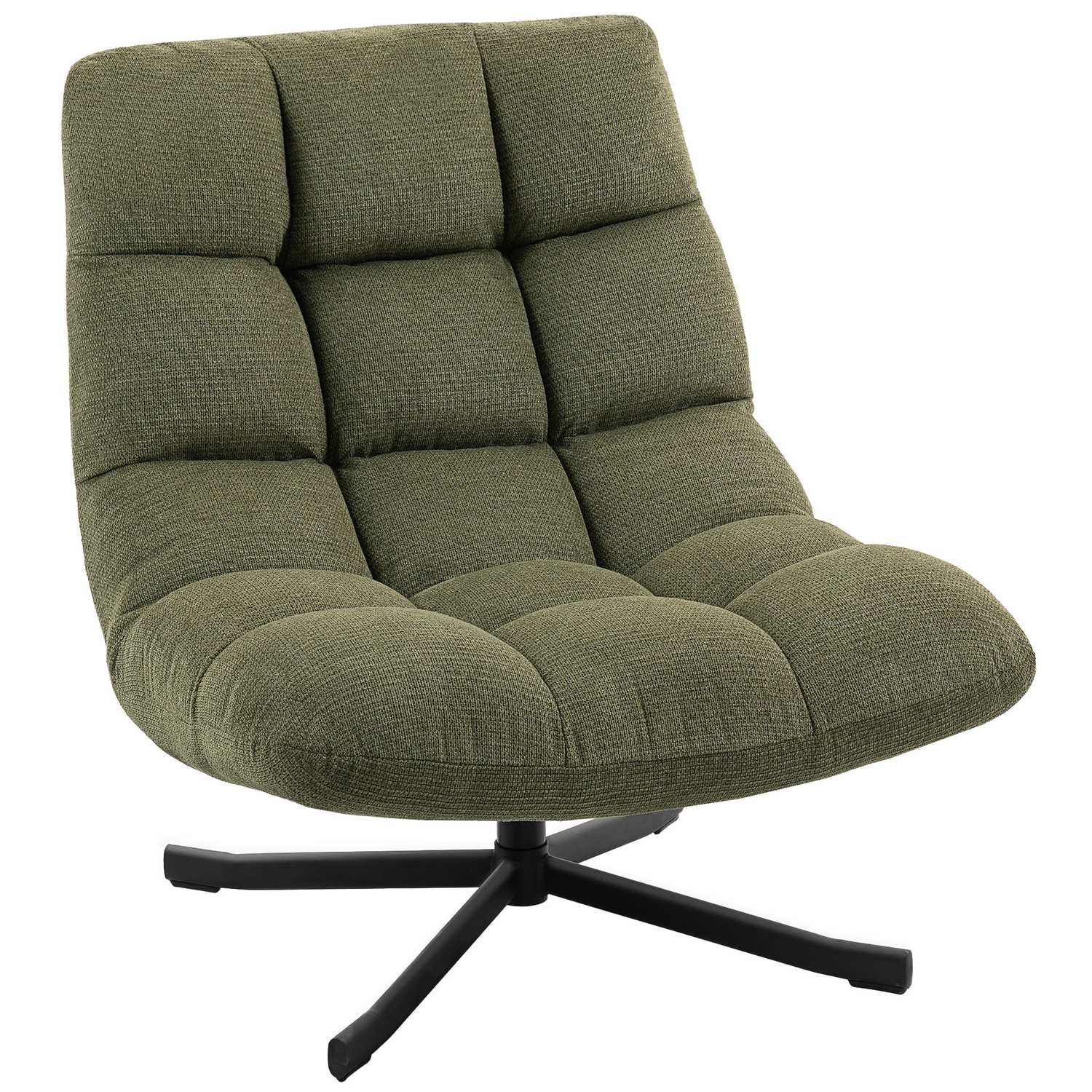 Snurrfåtölj, bred sits, vattenavvisande chenille, grön