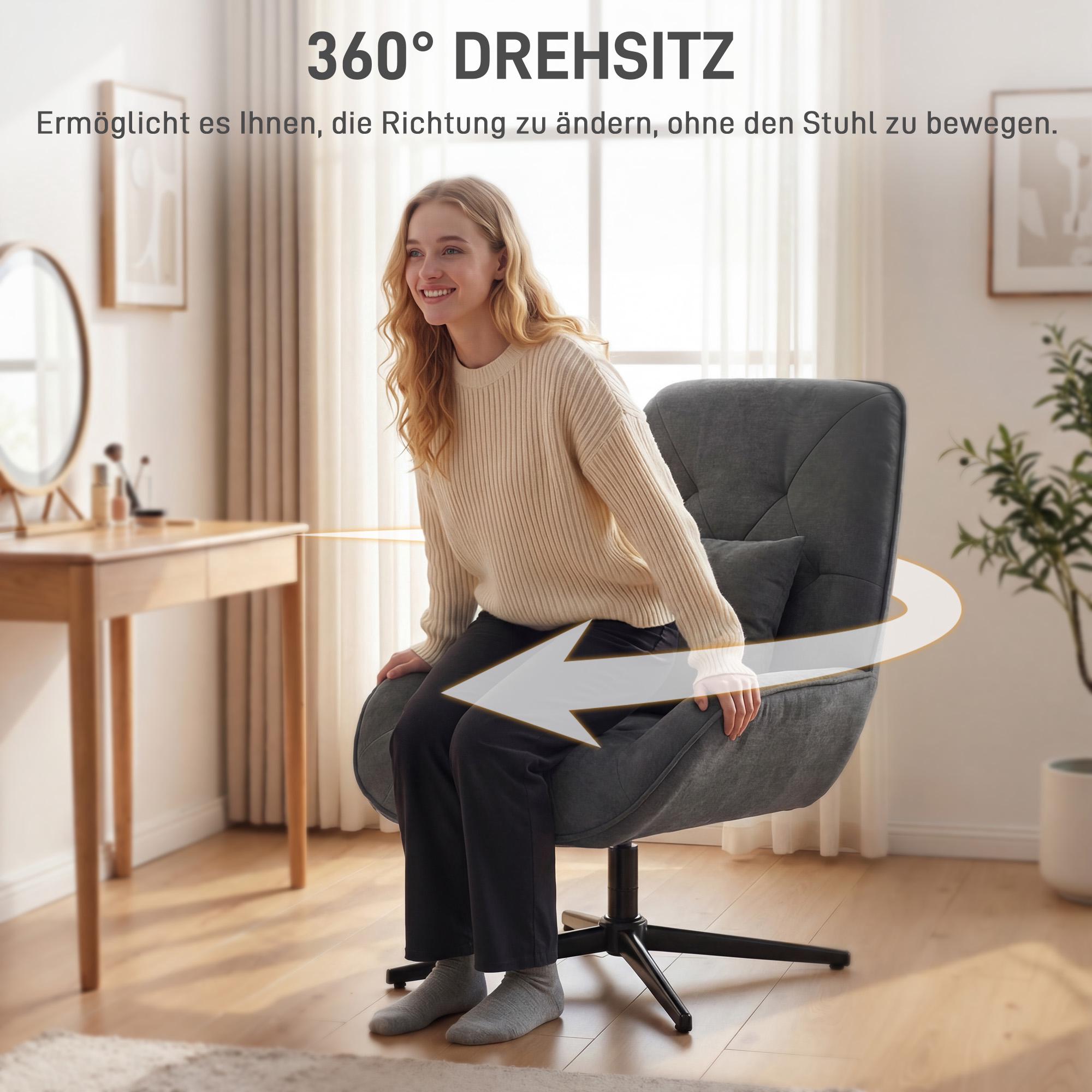 Snurrfåtölj, chenilletyg, 360 graders rotation