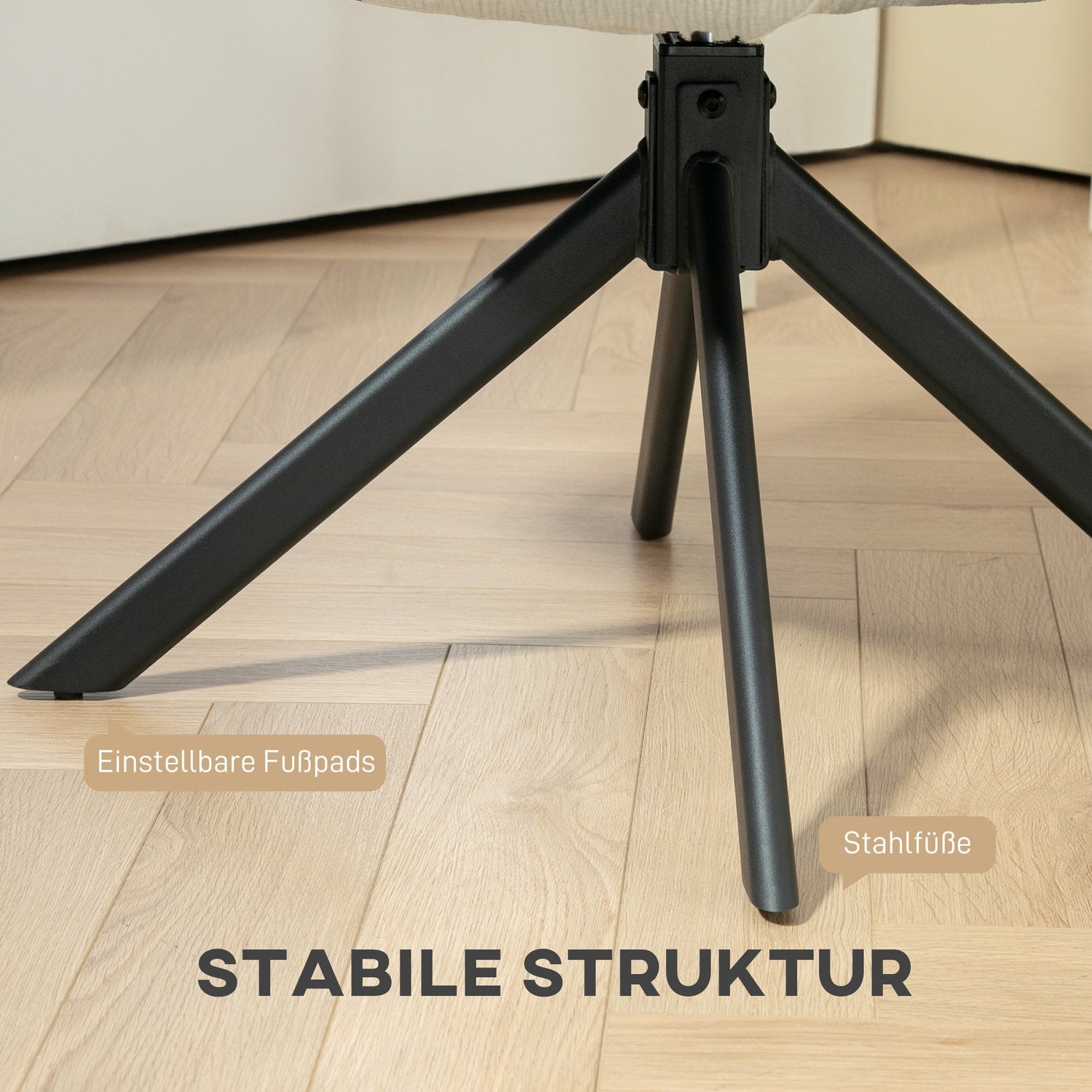 Snurrstol, modern design, krämvit, 120 kg kapacitet