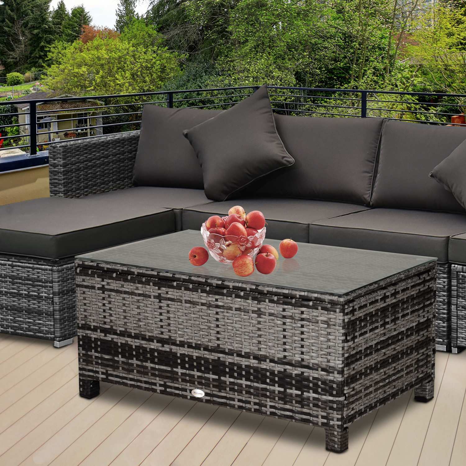 Soffbord utomhus – Polyrattan, Grå, 85 x 50 x 39 Cm