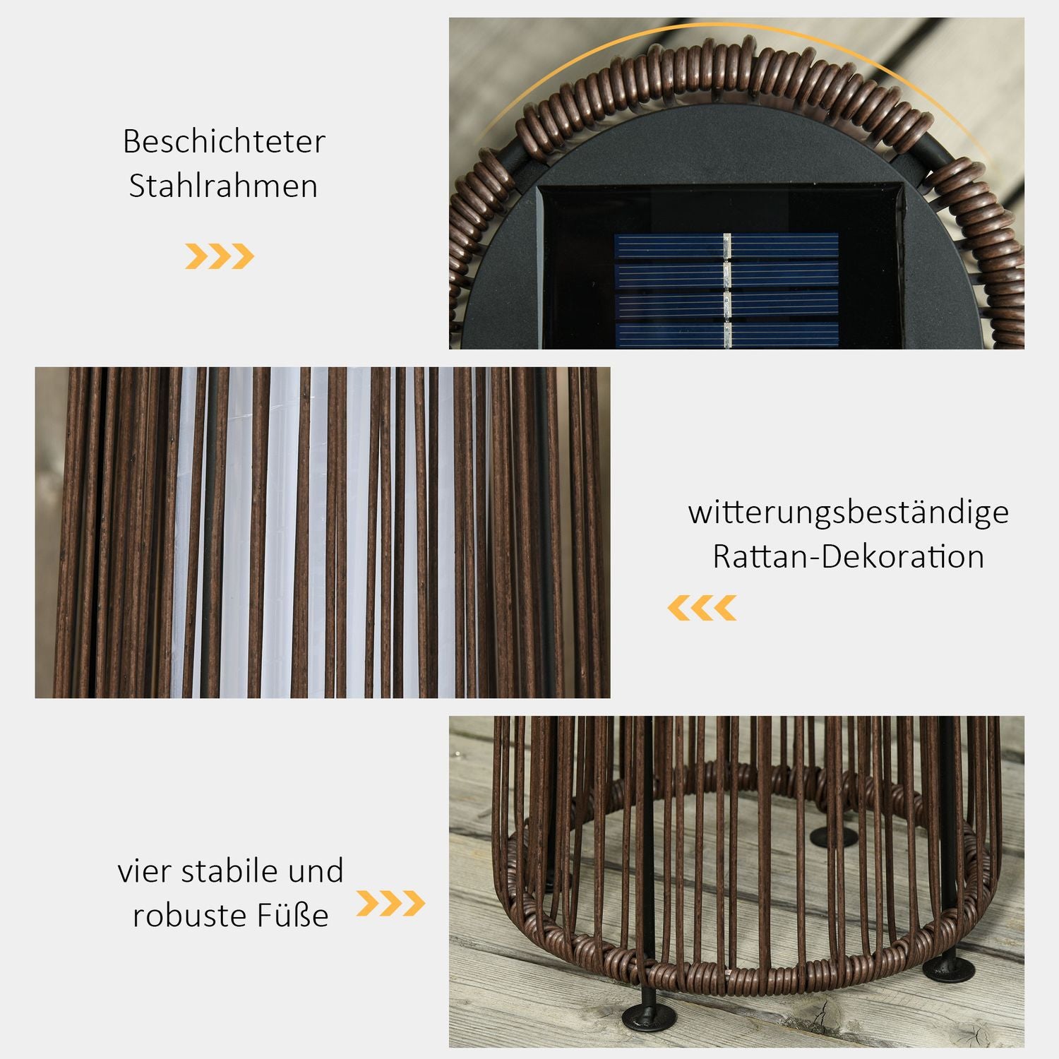 Solar Rotting Trädgårdslampa, LED, 61 Cm, Brun