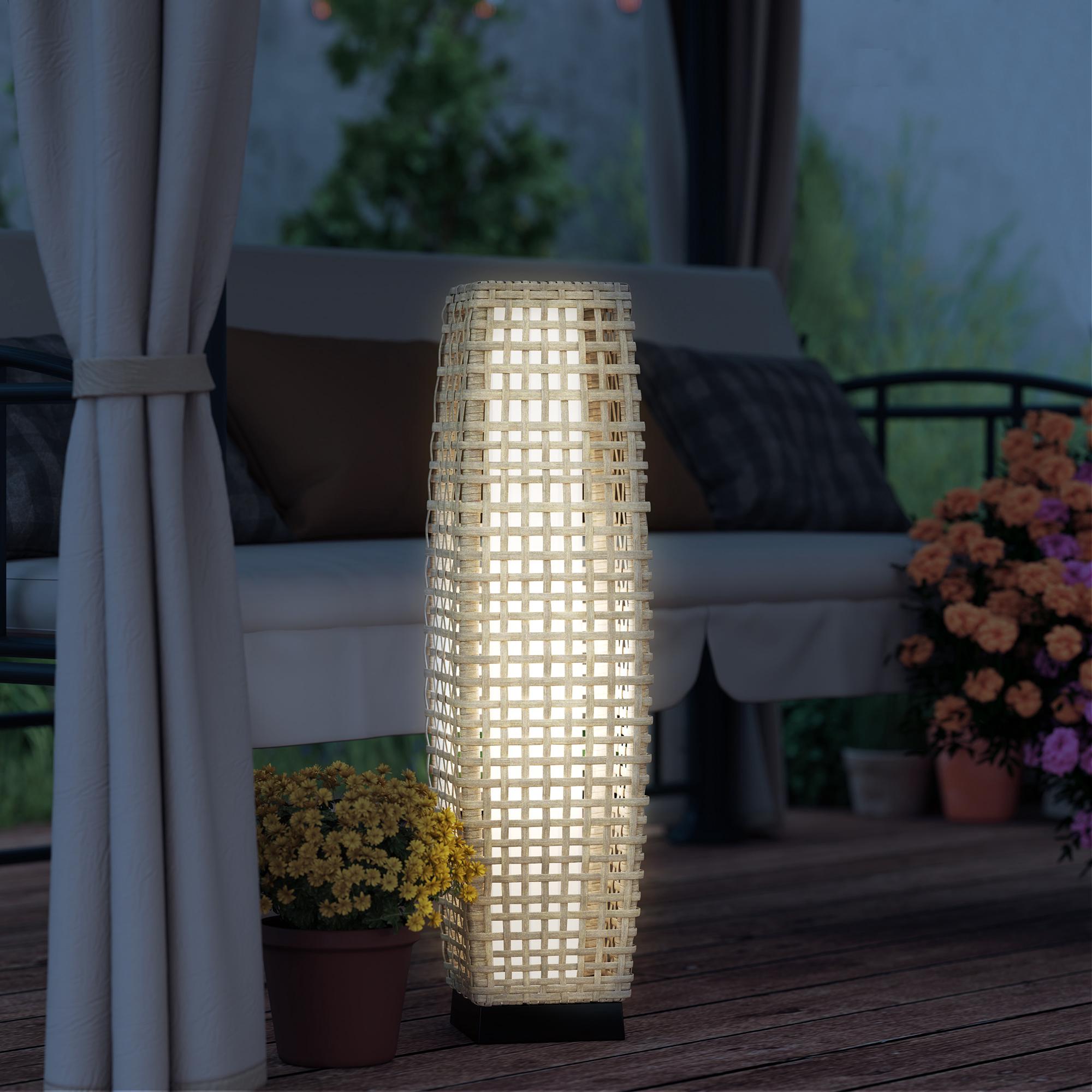 Solcellslykta med LED, rottingdesign, automatisk på/av