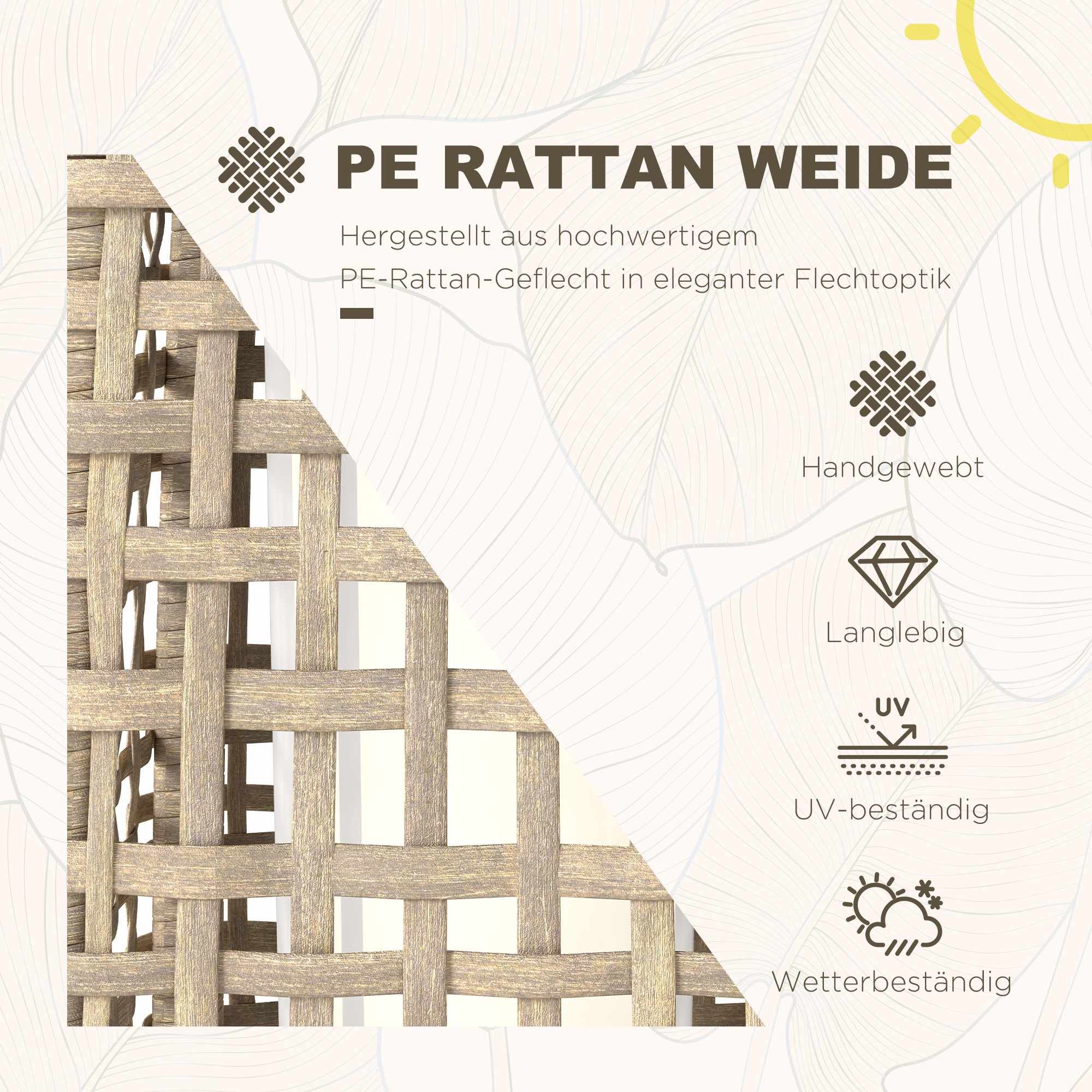 Solcellslykta med LED, rottingdesign, automatisk på/av