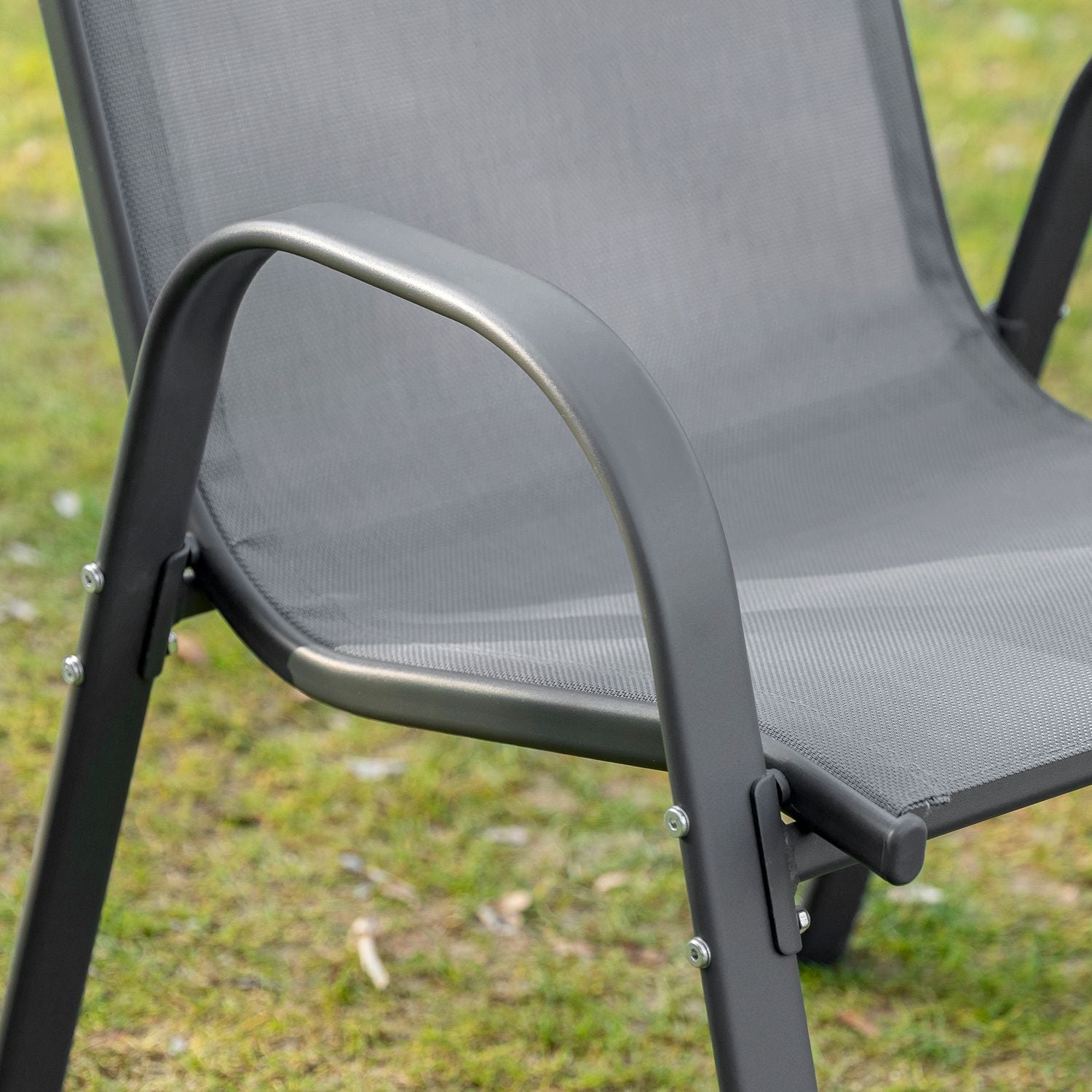Stapelbara trädgårdsstolar, metallnät, set med 2, grå